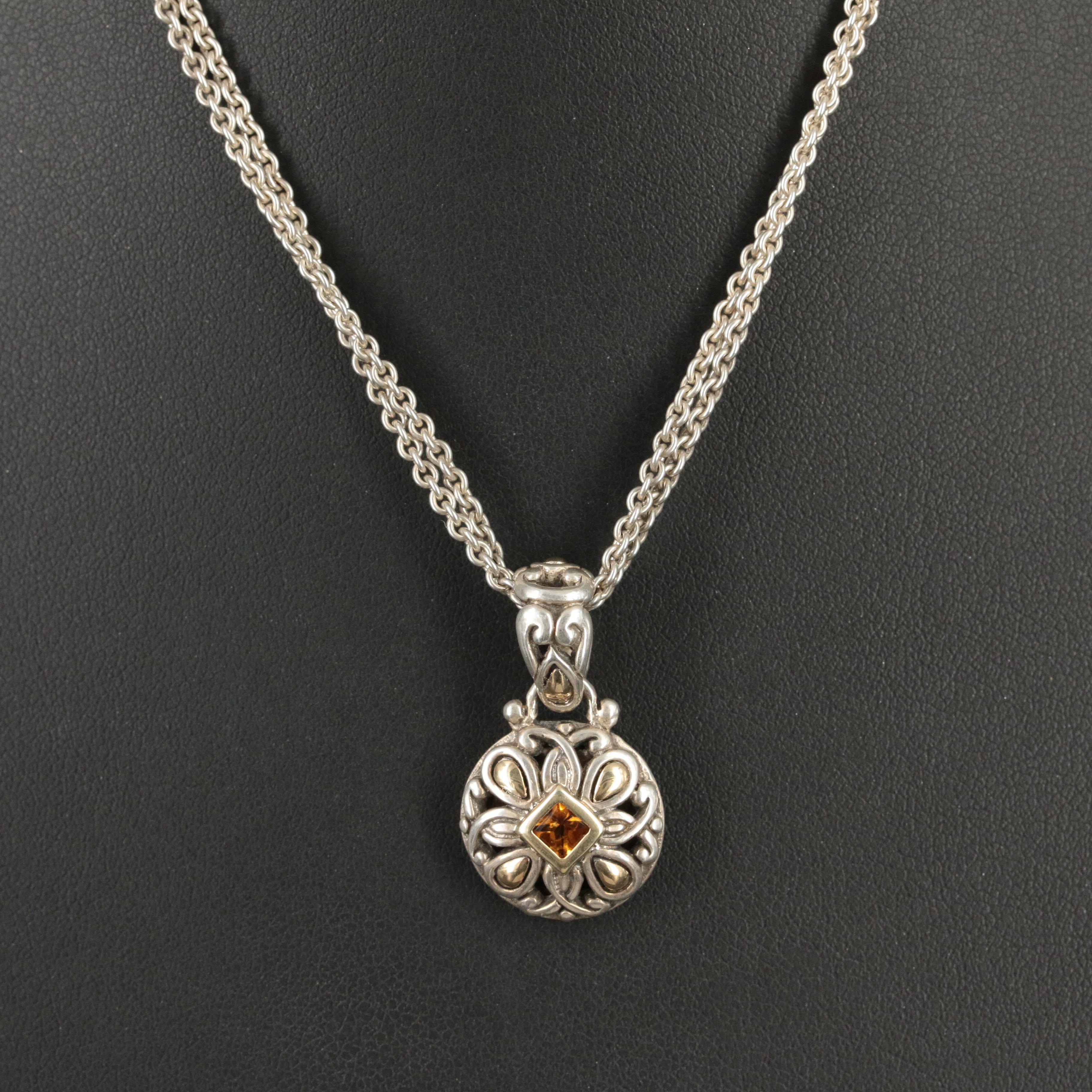 John Hardy "Batu" Sterling and Citrine Pendant Necklace