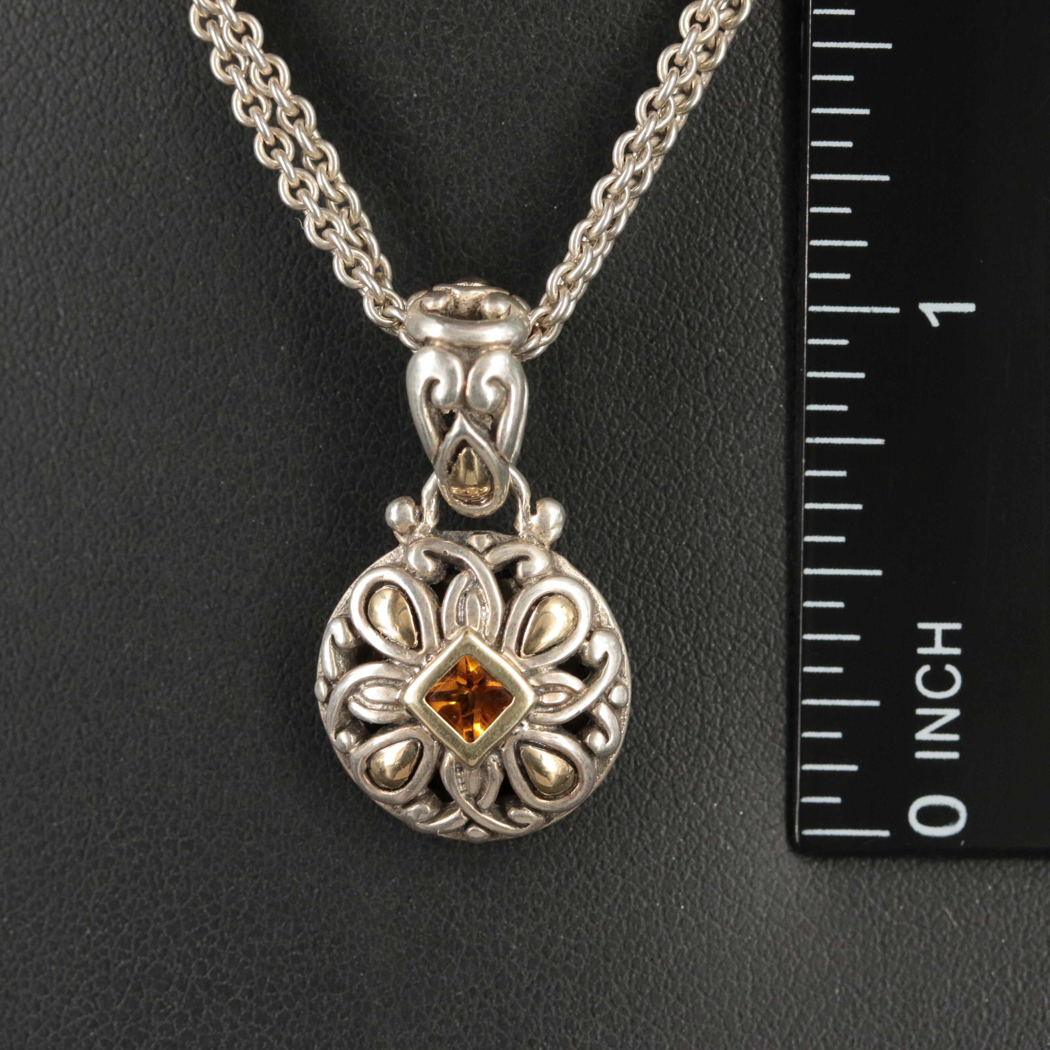 John Hardy "Batu" Sterling and Citrine Pendant Necklace