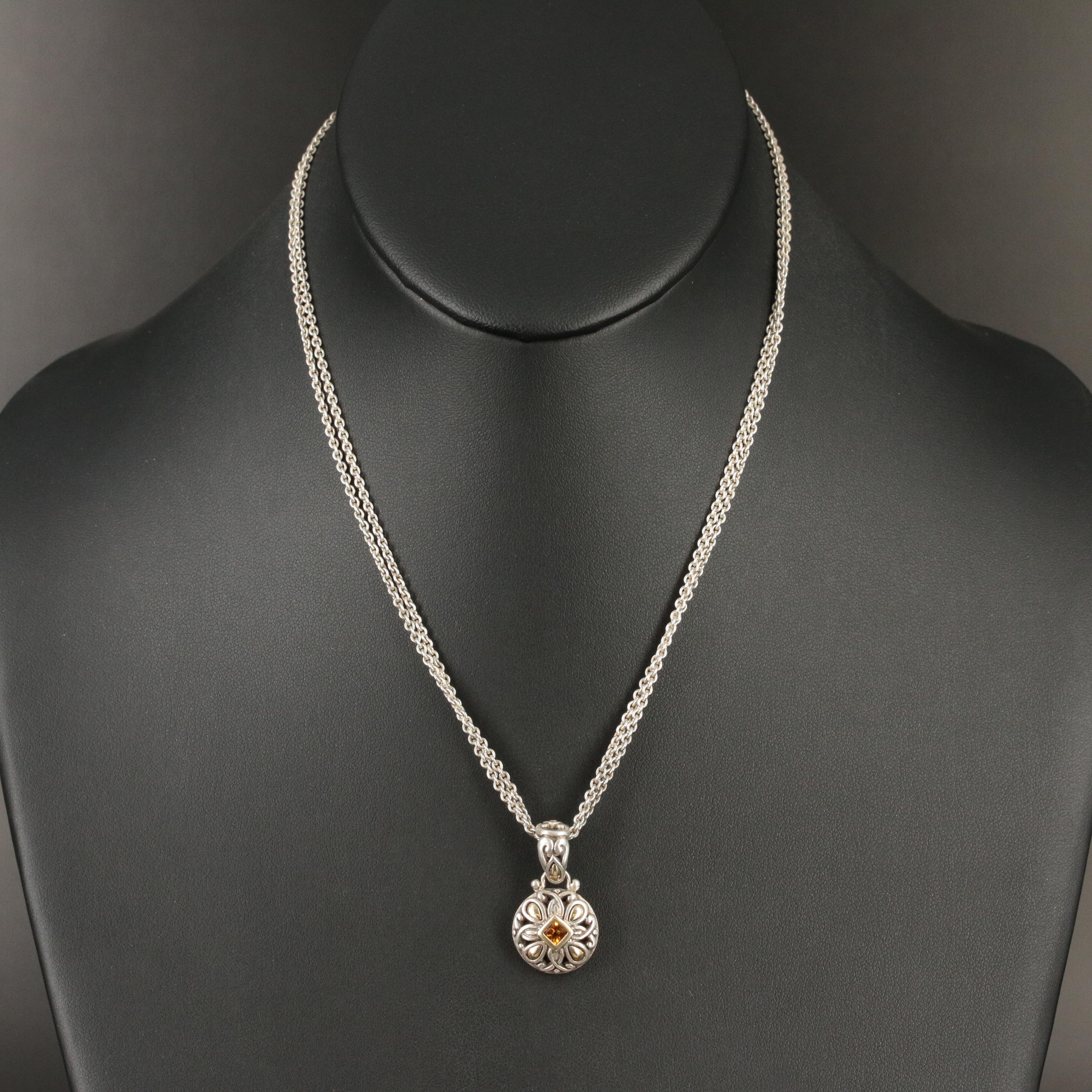 John Hardy "Batu" Sterling and Citrine Pendant Necklace