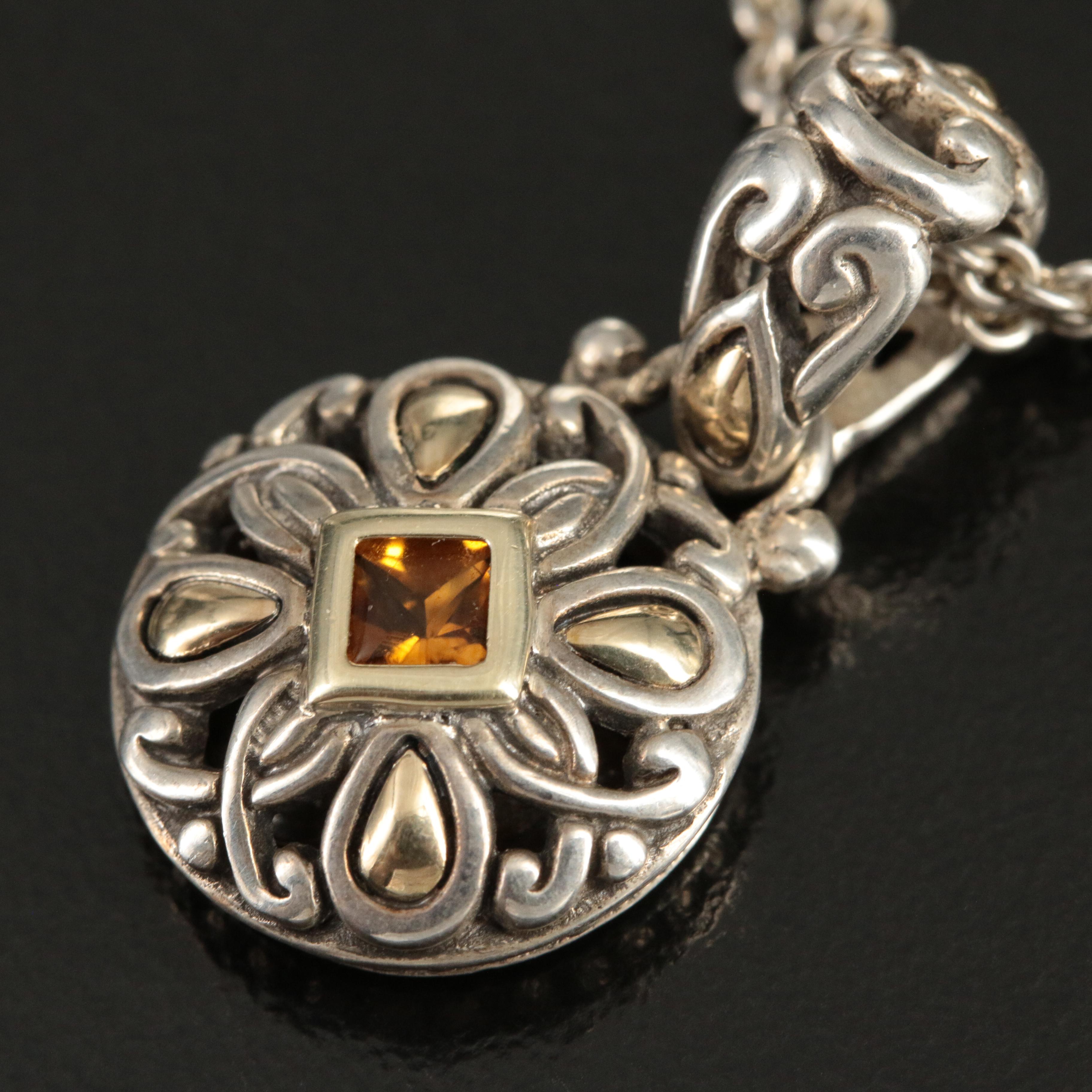 John Hardy "Batu" Sterling and Citrine Pendant Necklace