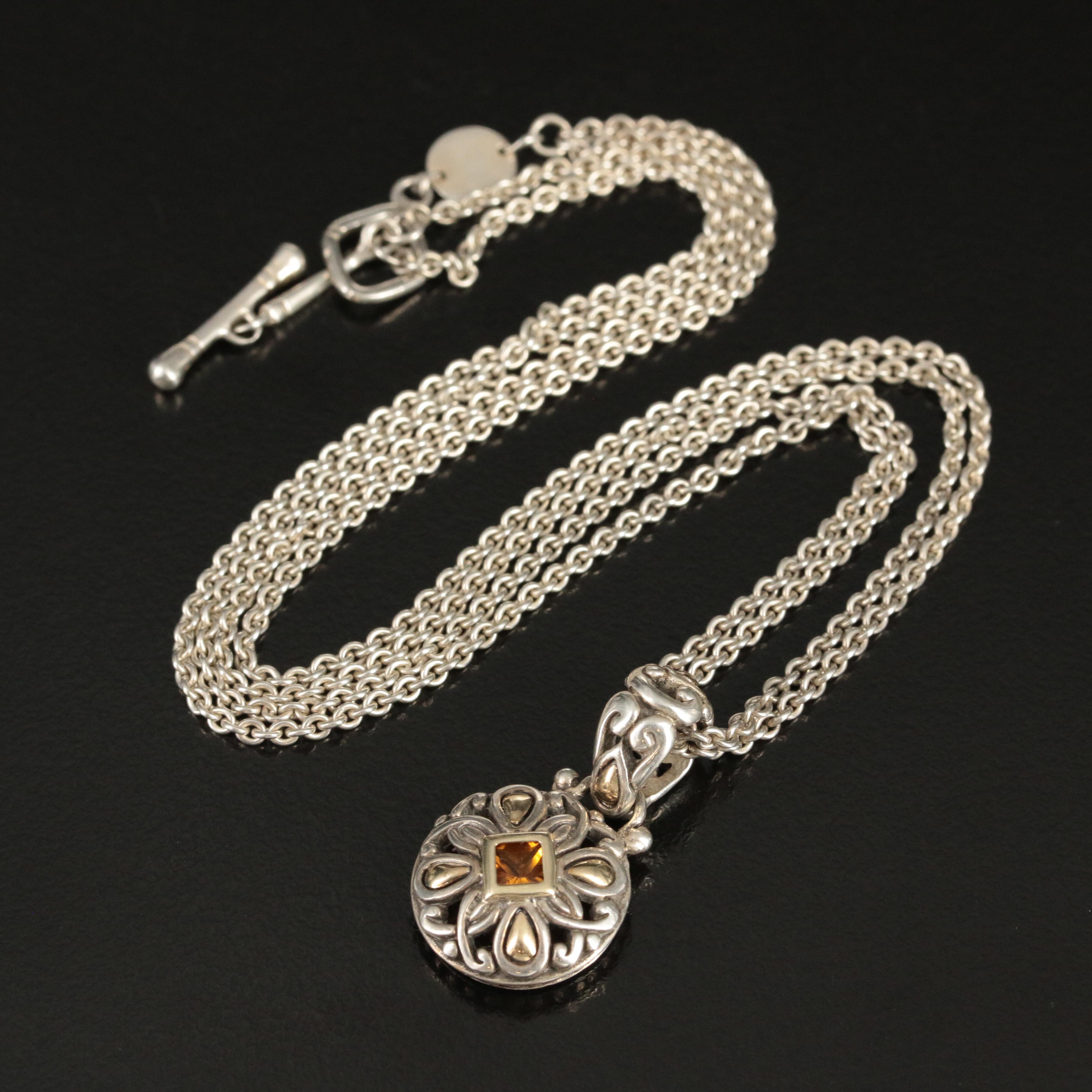 John Hardy "Batu" Sterling and Citrine Pendant Necklace