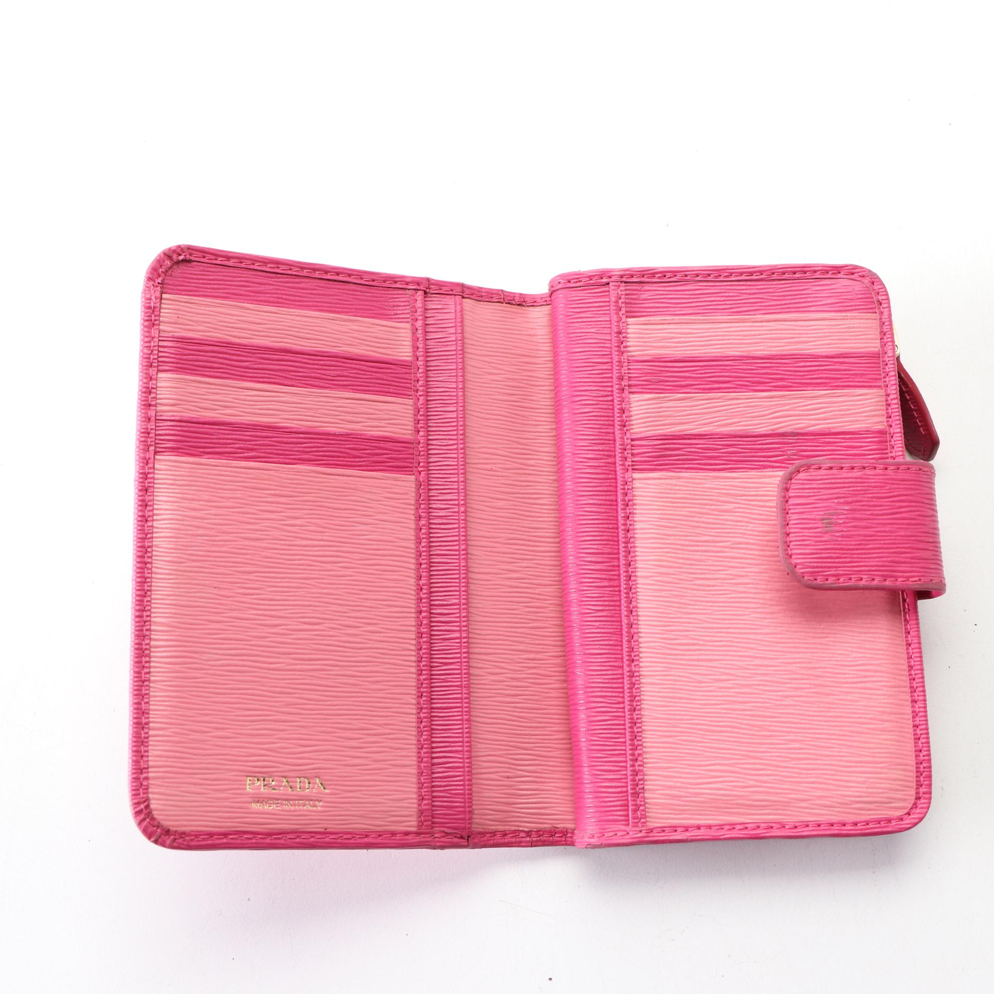 Prada Saffiano Leather Zip-Around Compact Wallet