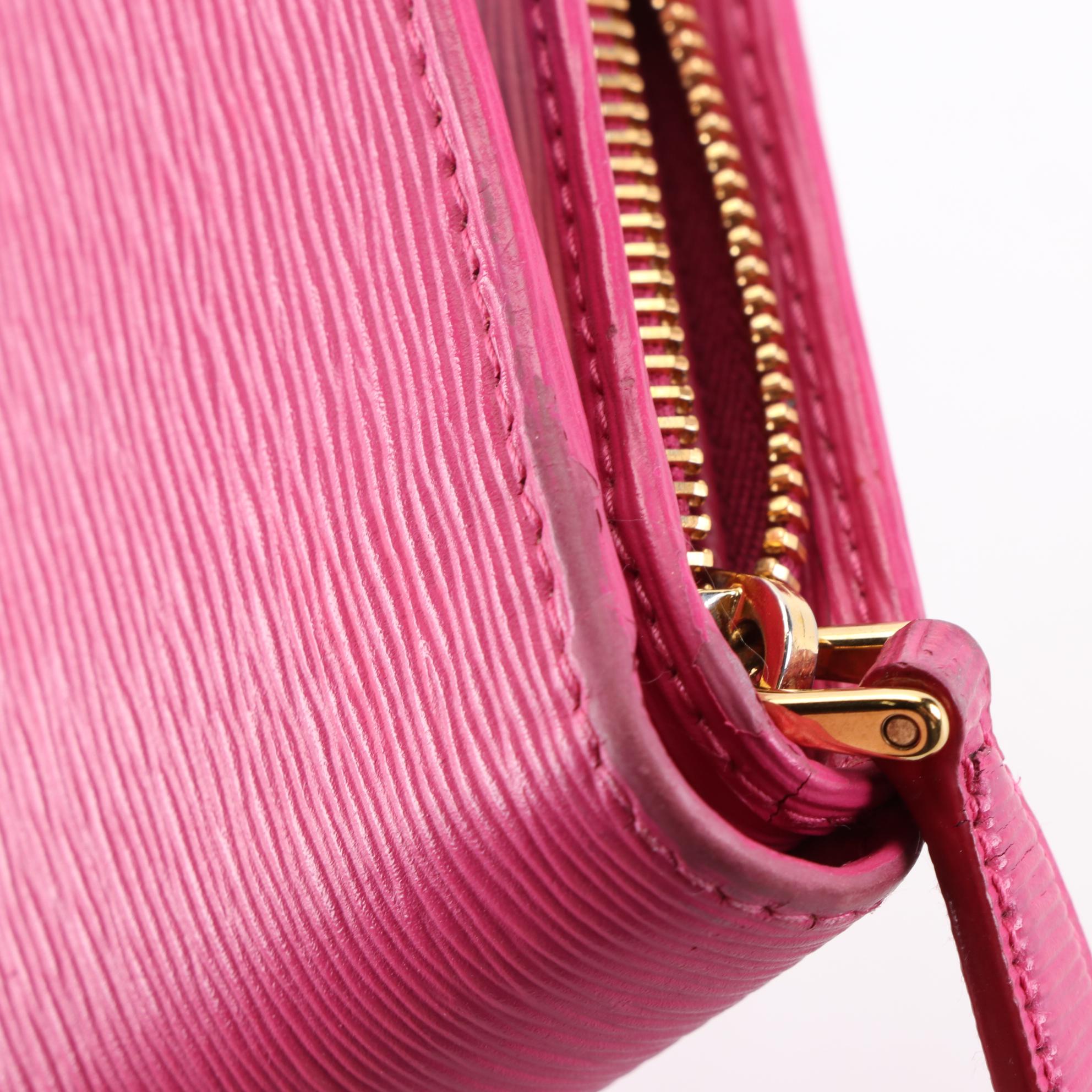 Prada Saffiano Leather Zip-Around Compact Wallet