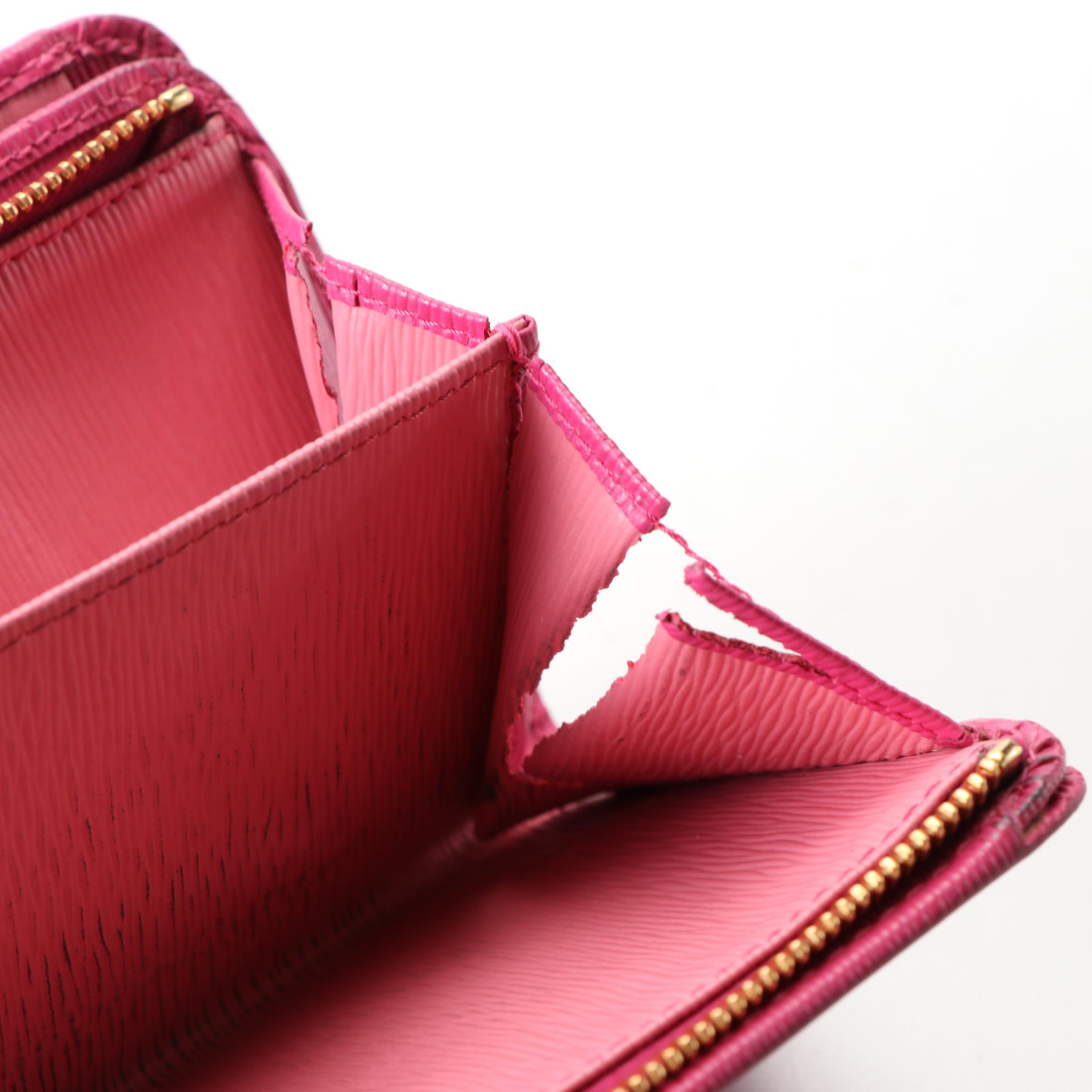 Prada Saffiano Leather Zip-Around Compact Wallet