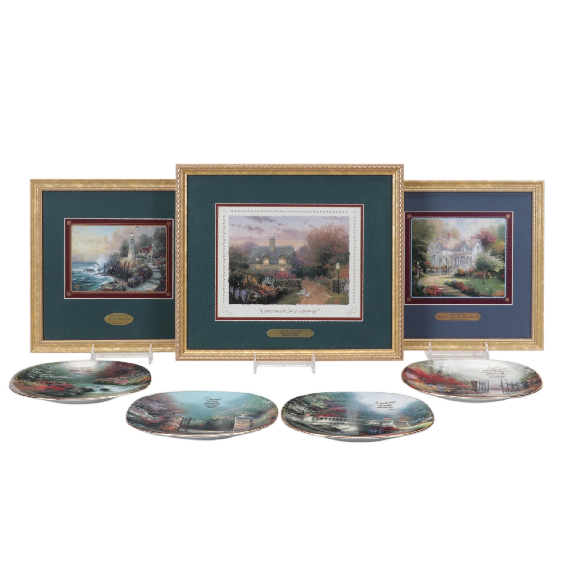 Offset Lithographs After Thomas Kinkade With Collector Plates