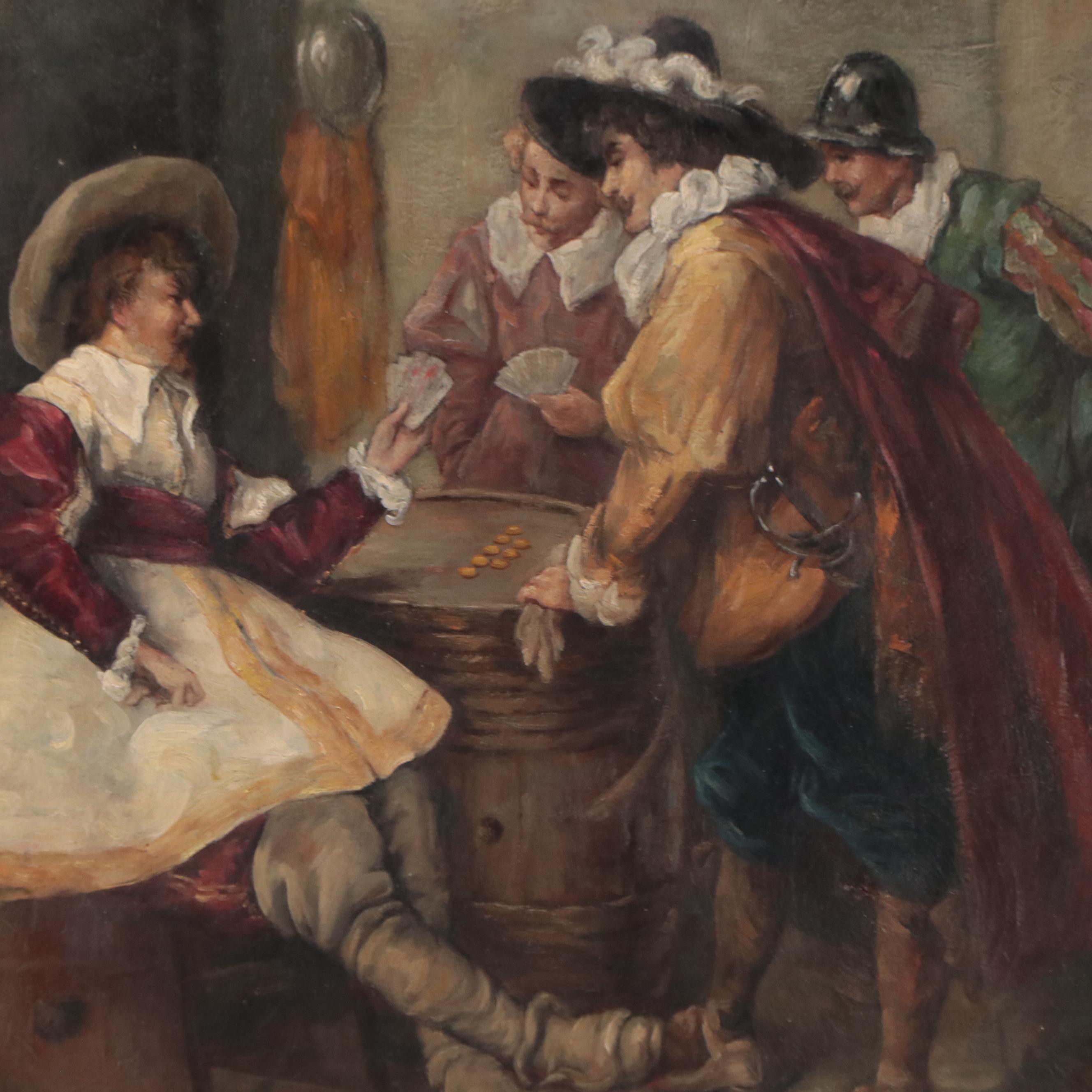 Louis Gontier Interior Genre Scene Oil Painting