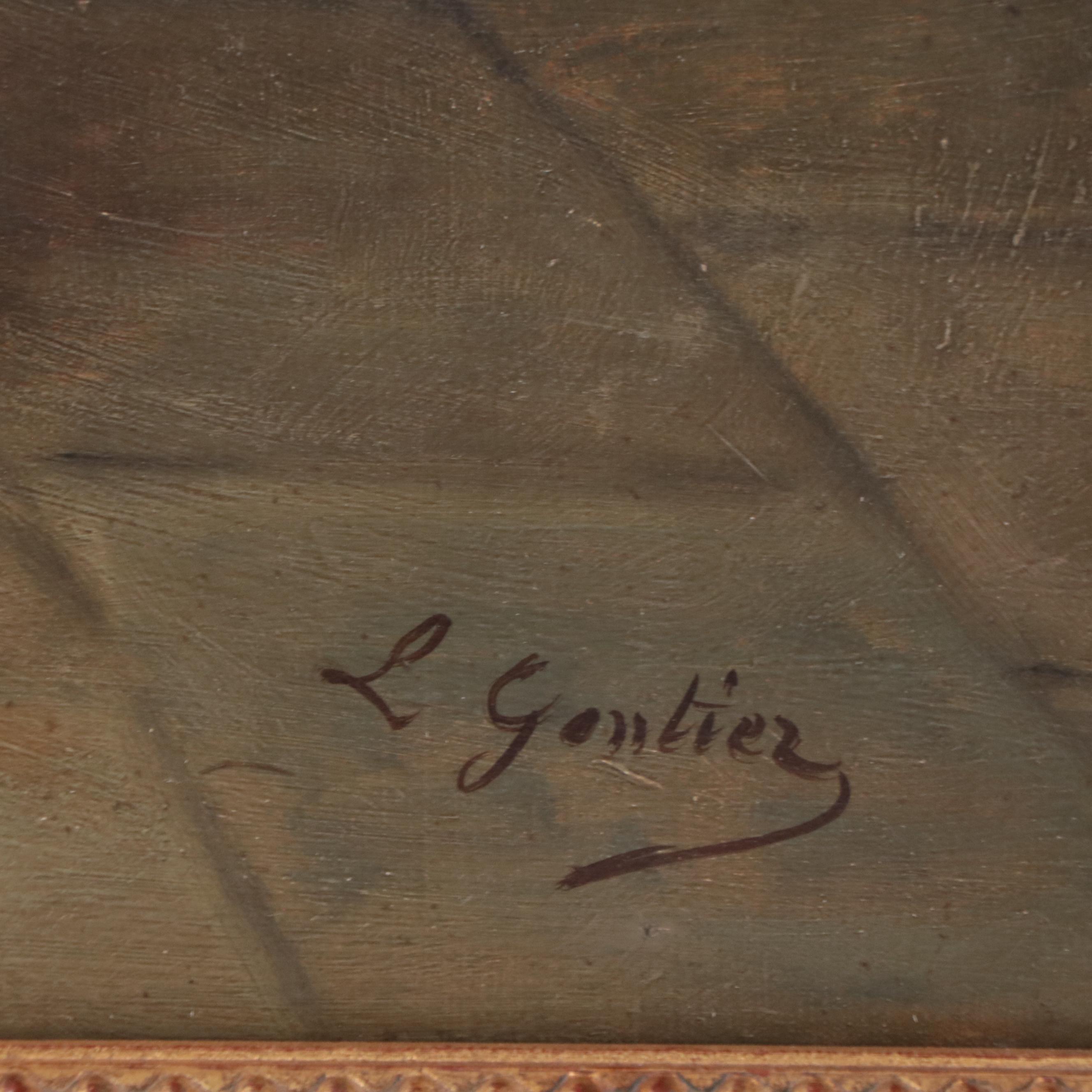 Louis Gontier Interior Genre Scene Oil Painting