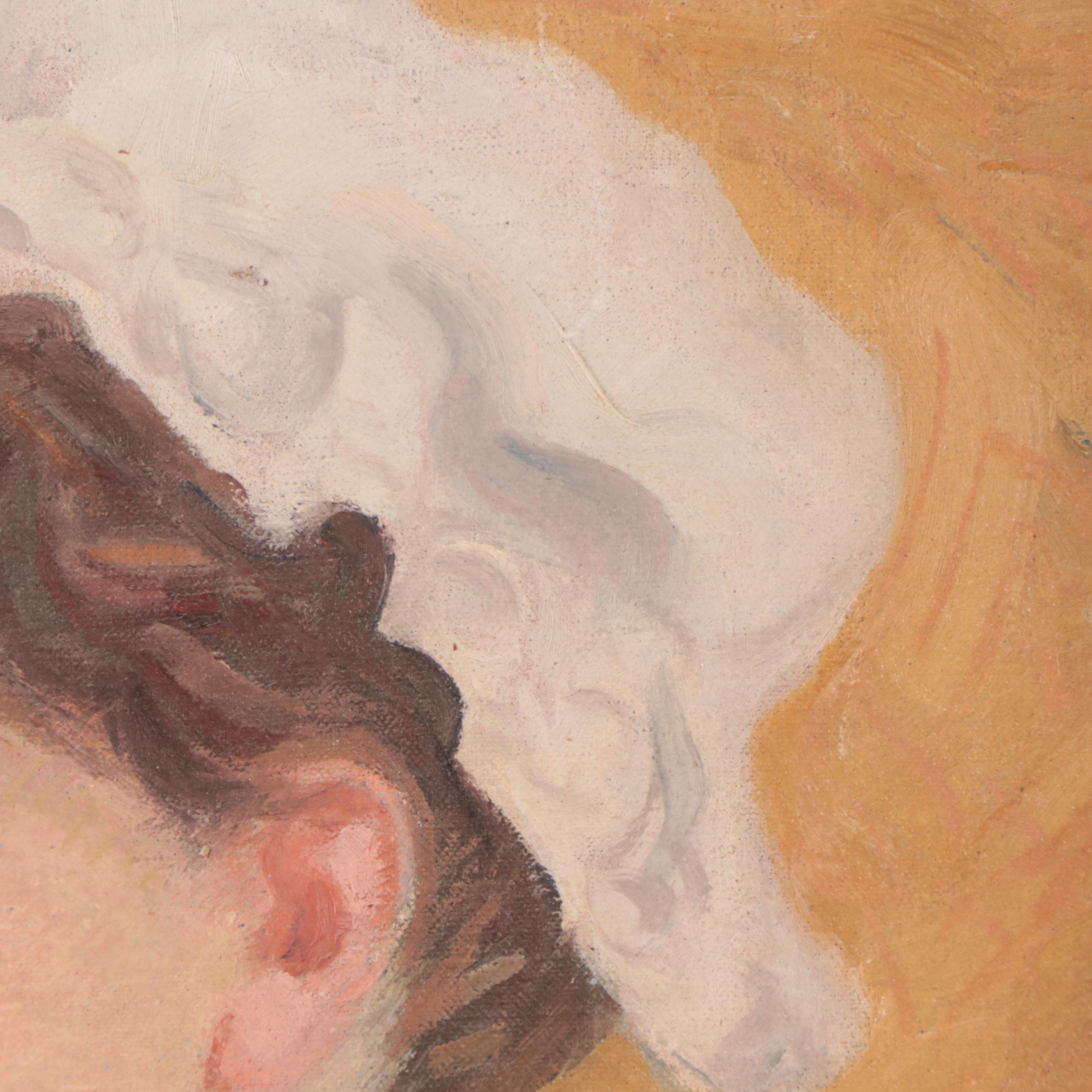 Portrait Oil Painting of Woman Wearing Bonnet