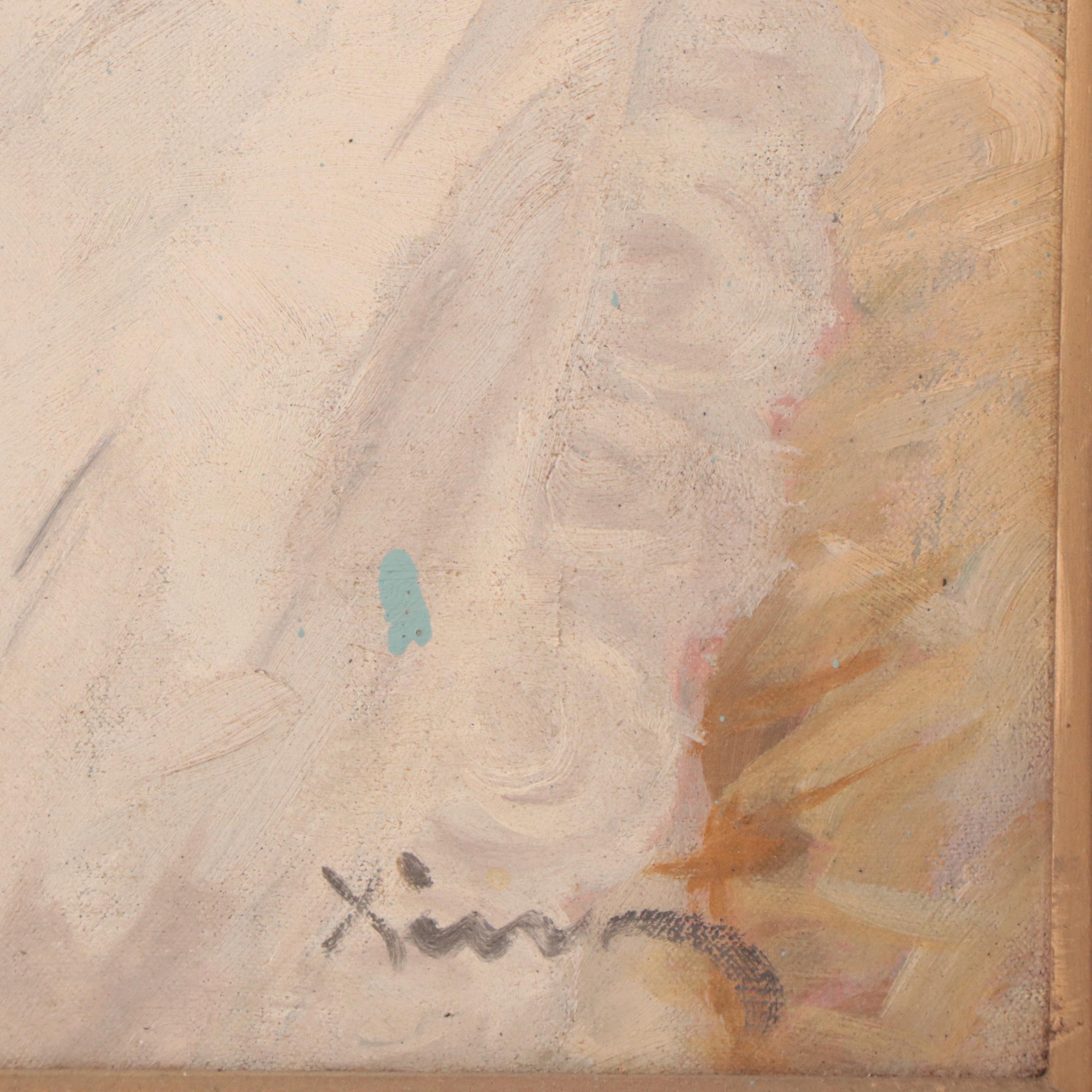 Portrait Oil Painting of Woman Wearing Bonnet