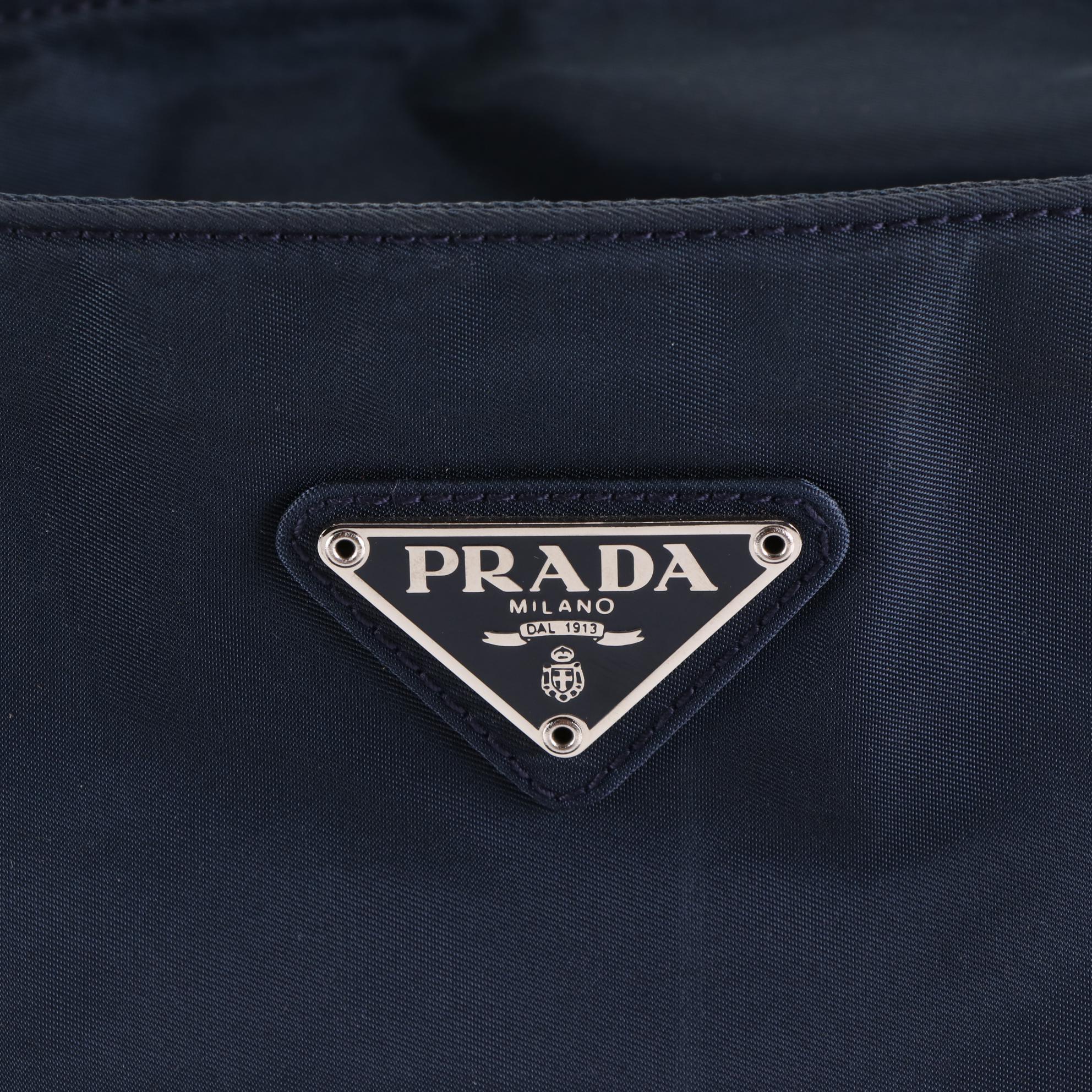 Prada Tessuto Shoulder Tote Bag in Navy Nylon