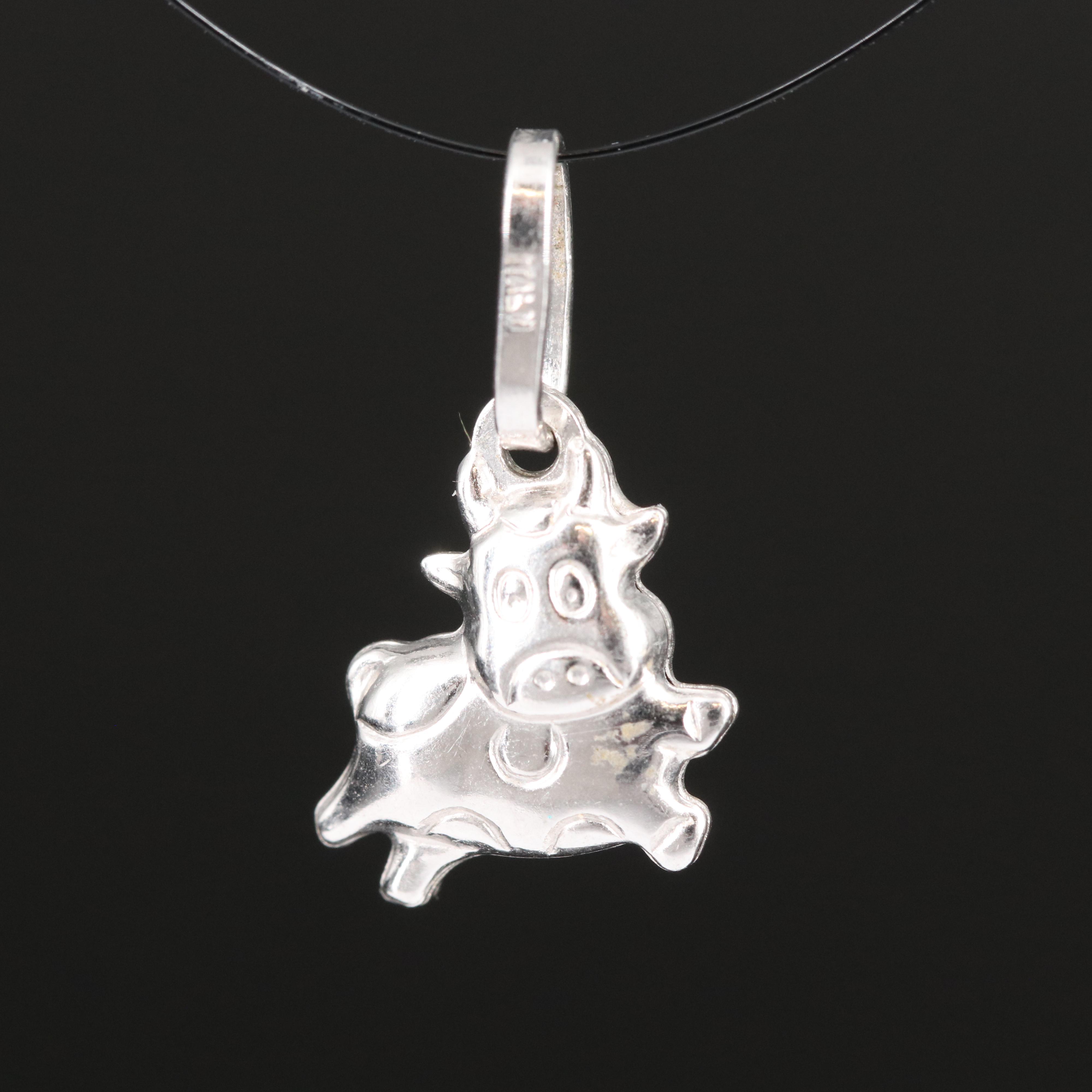 18K Leaping Cow Pendant