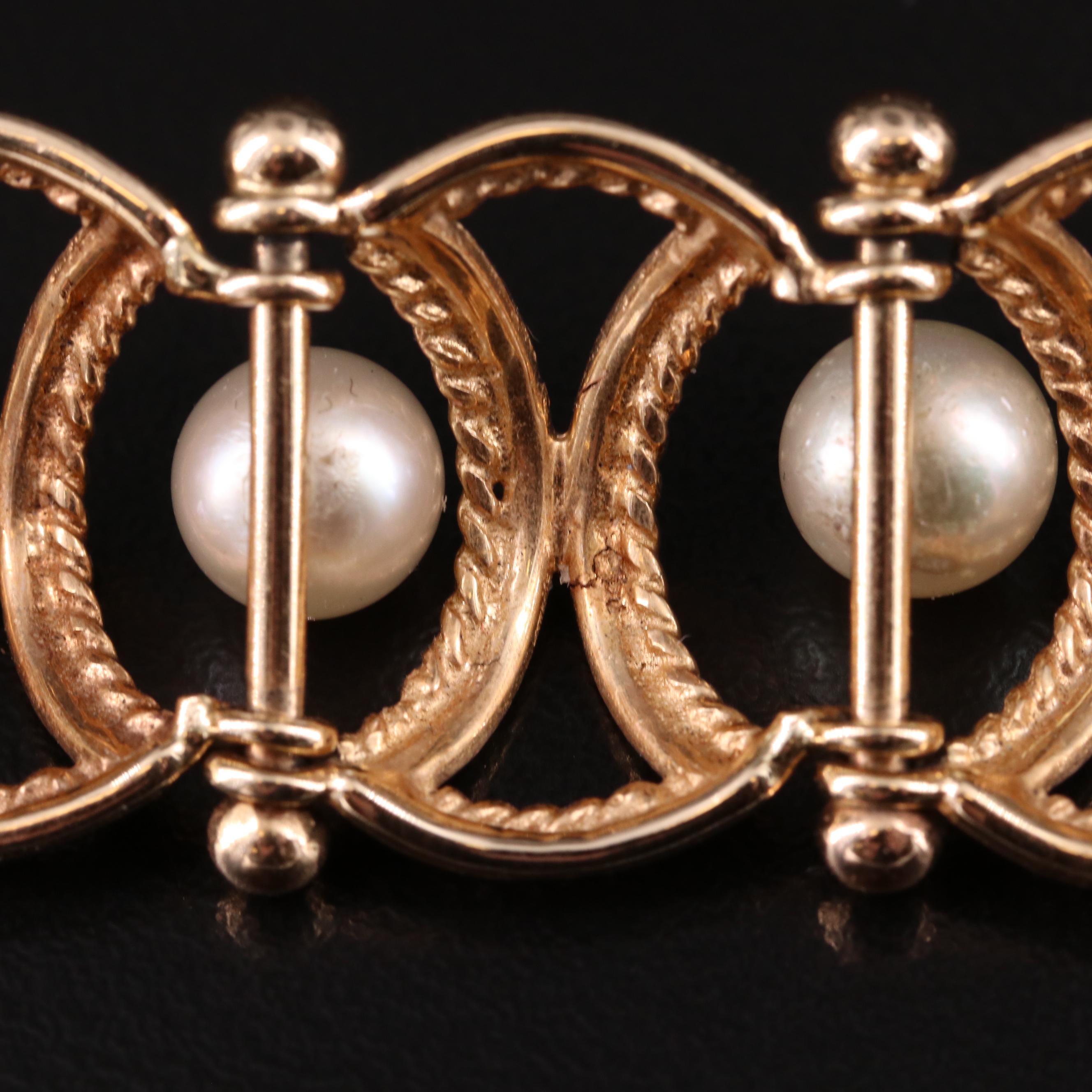 14K Pearl Bracelet with Braided Panels