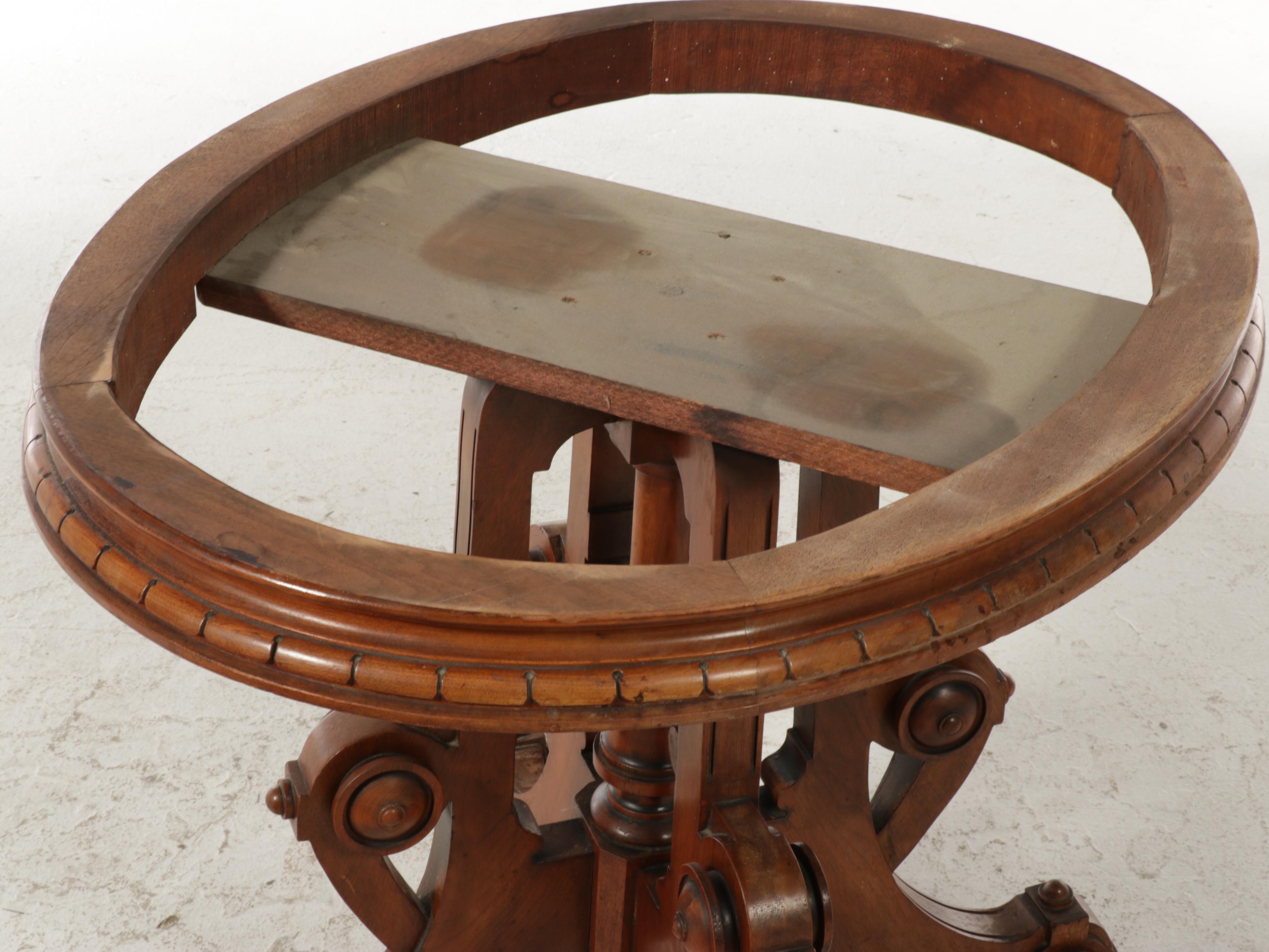 American Renaissance Revival Walnut and White Marble Parlor Table, circa 1870