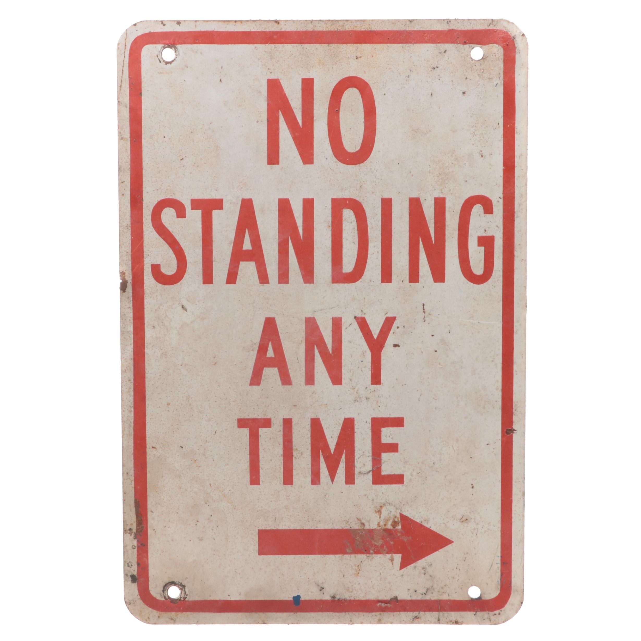"No Standing Any Time" Enamelled Metal Sign