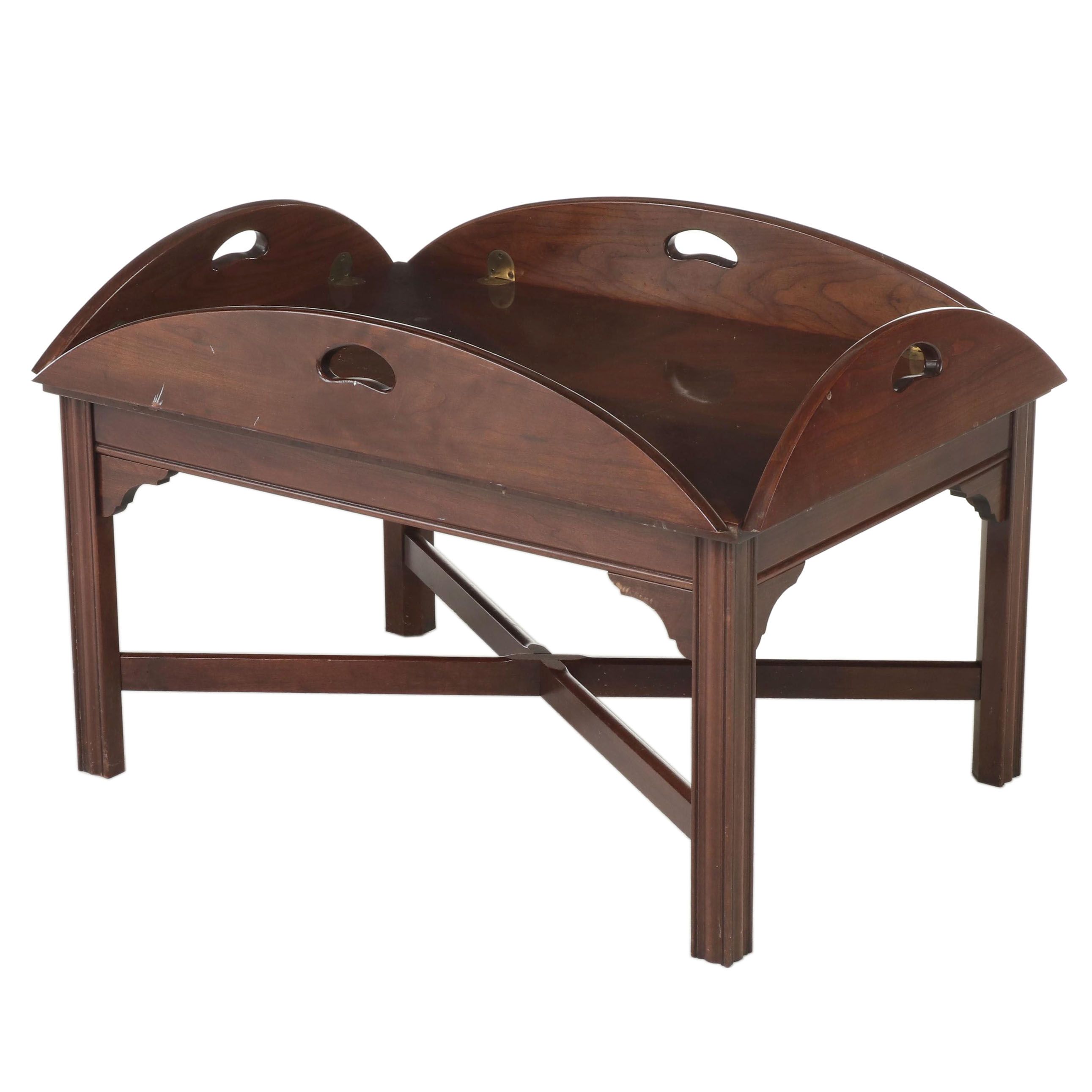 Thomasville Chippendale Style Cherrywood Butler's Tray Coffee Table