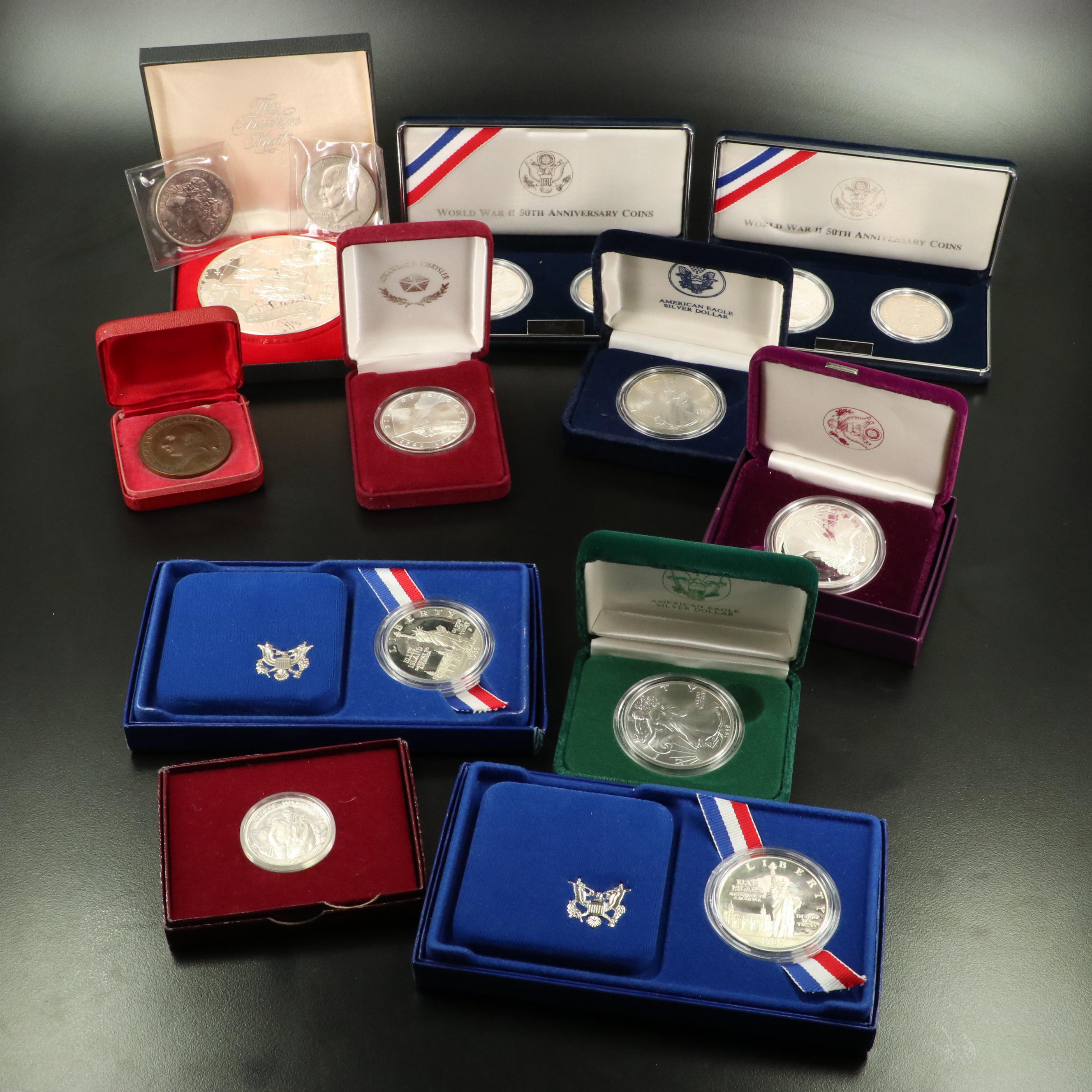 Collection of U.S. Silver Coins, Comemoratives, Rounds, and Other Coins