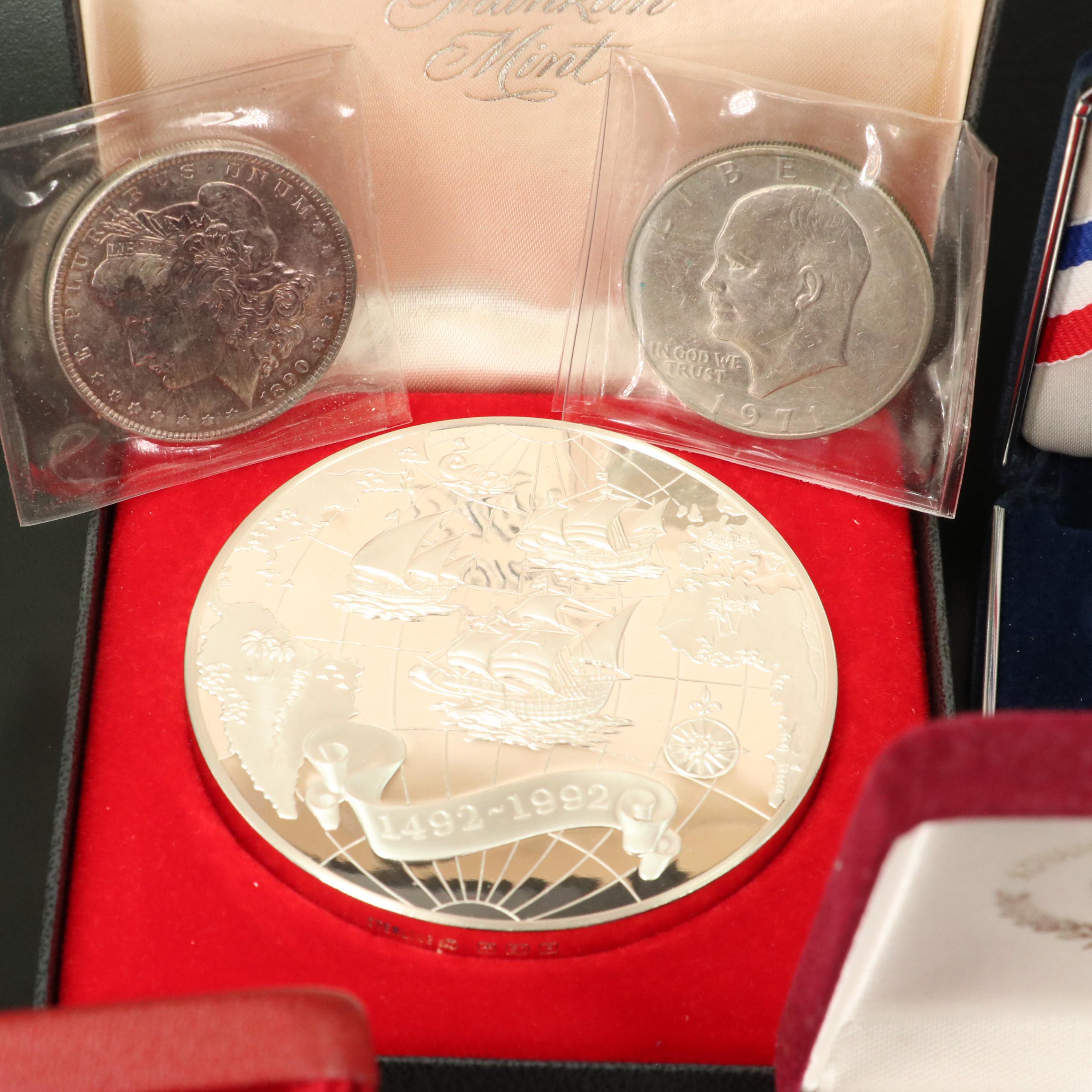 Collection of U.S. Silver Coins, Comemoratives, Rounds, and Other Coins