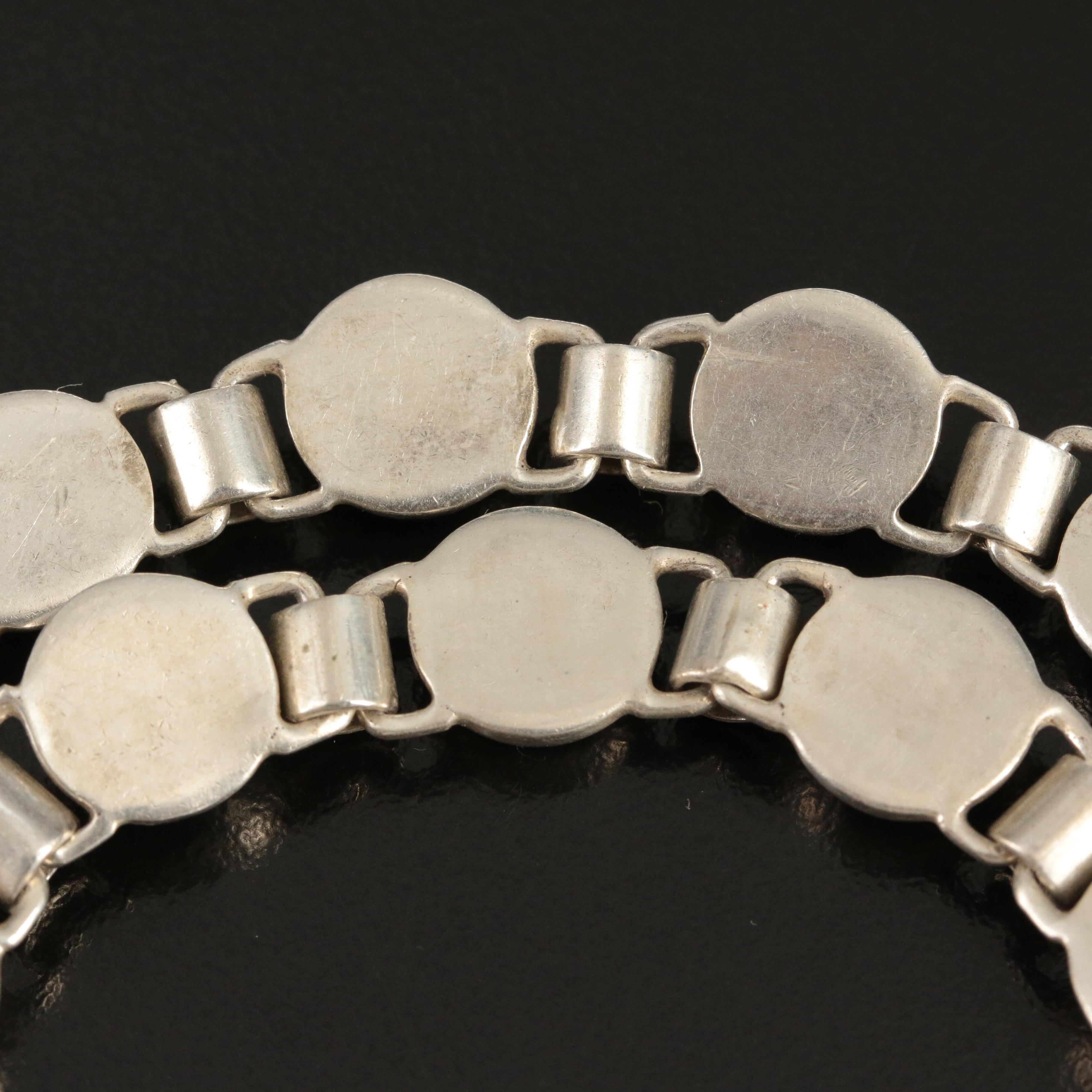 Mexican 950 Silver Necklace Including Malachite, Tiger's-Eye Quartz and Sodalite