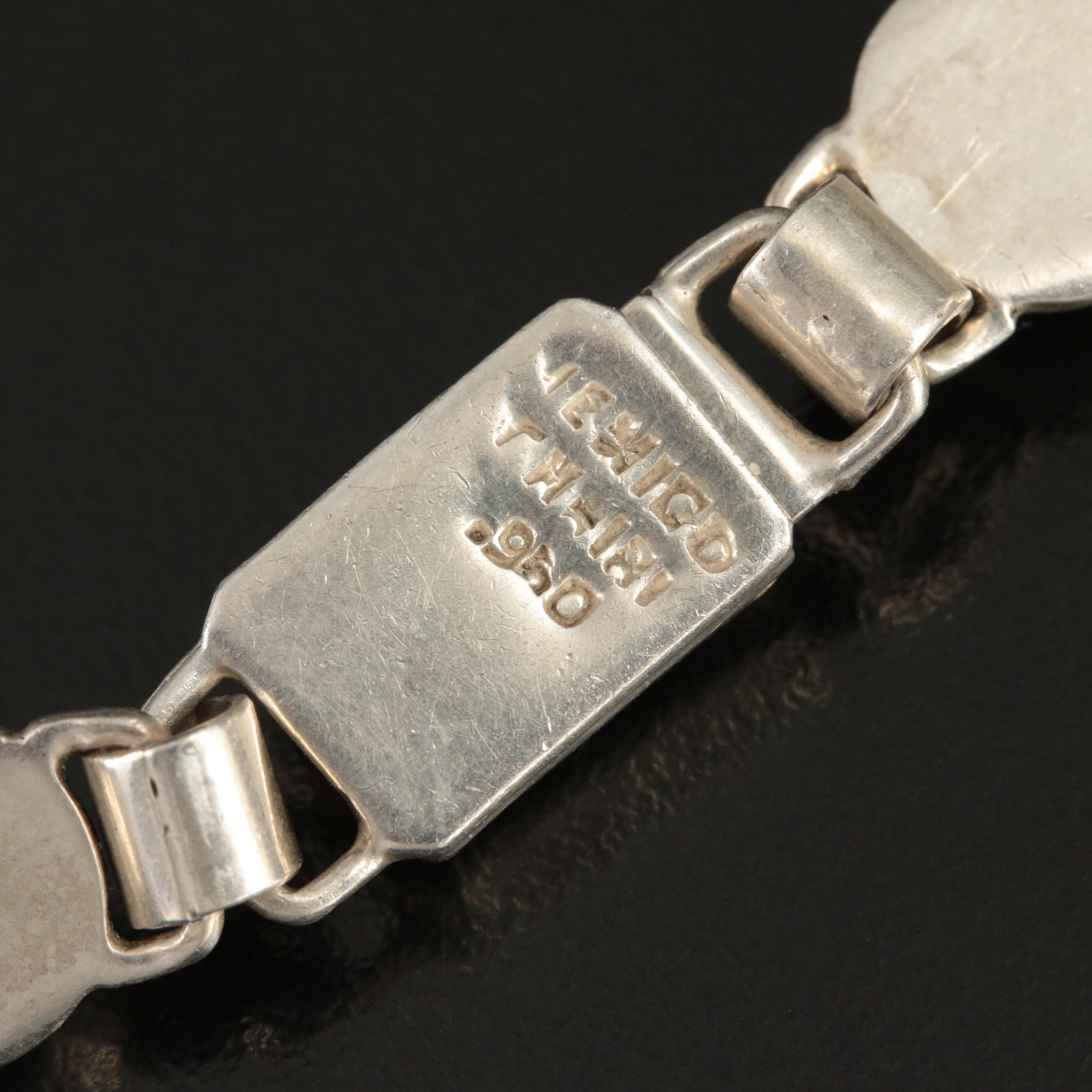 Mexican 950 Silver Necklace Including Malachite, Tiger's-Eye Quartz and Sodalite