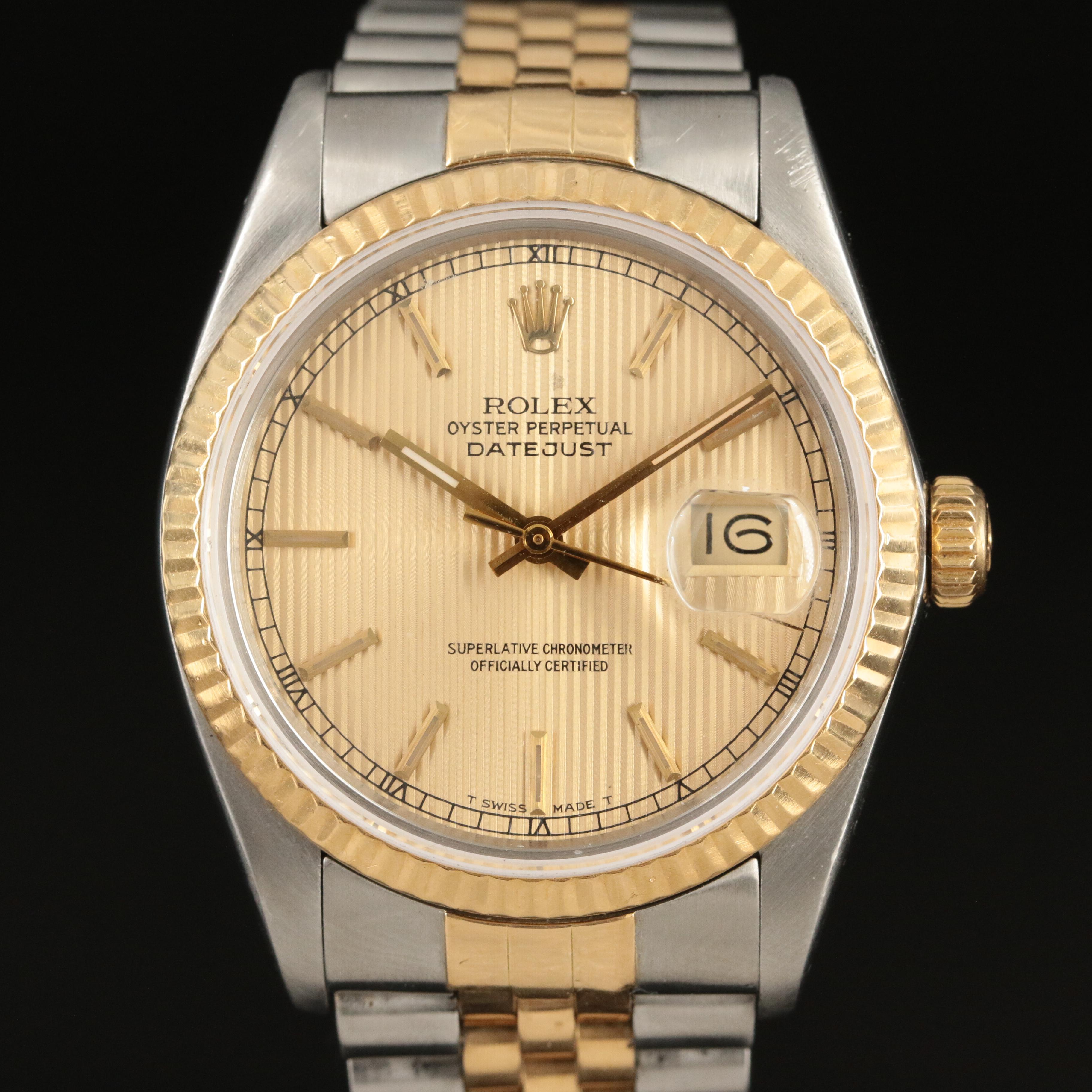 1986 Rolex Oyster Perpetual Tapestry Dial Datejust Watch