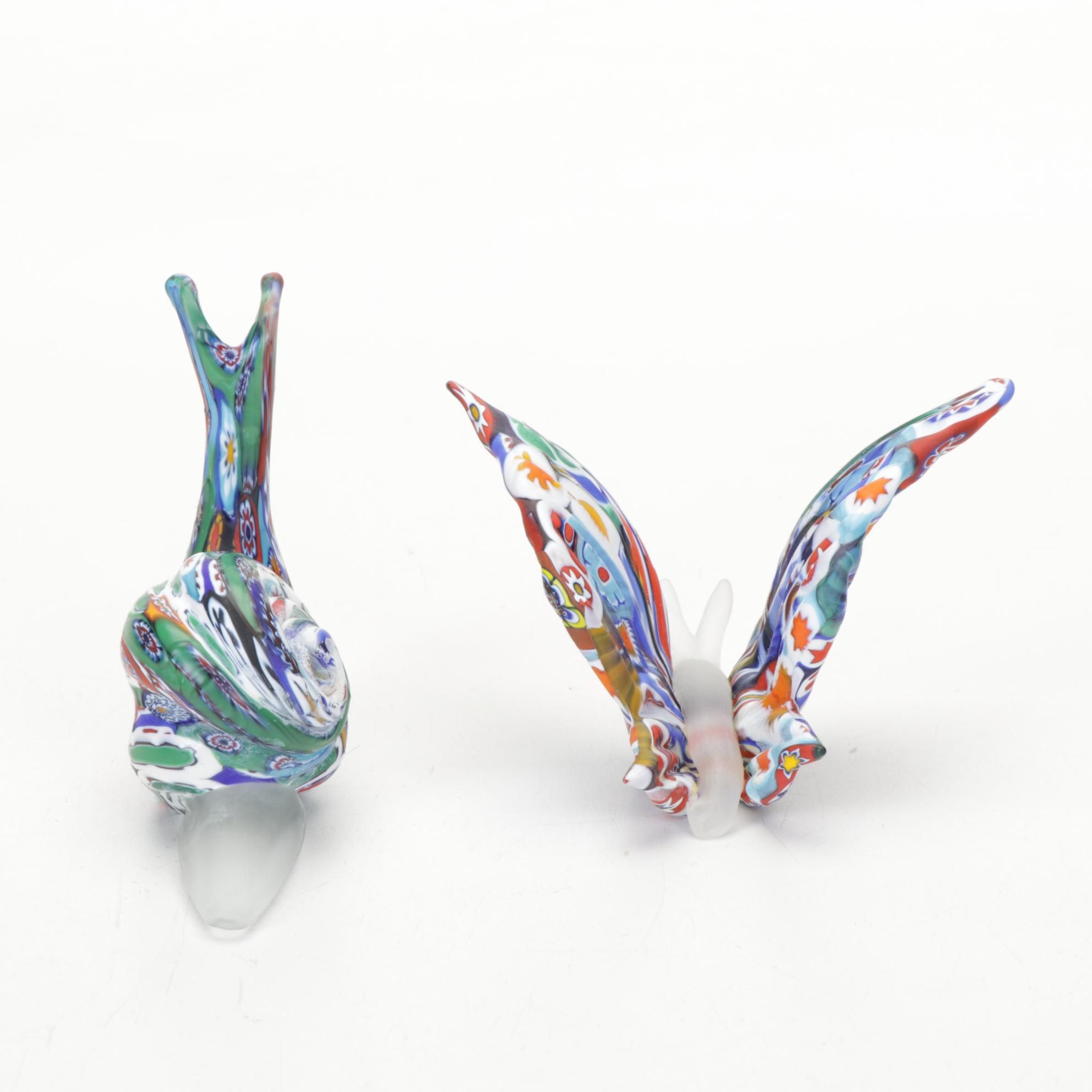 Italian Millefiori Studio Art Glass Animal Figurines