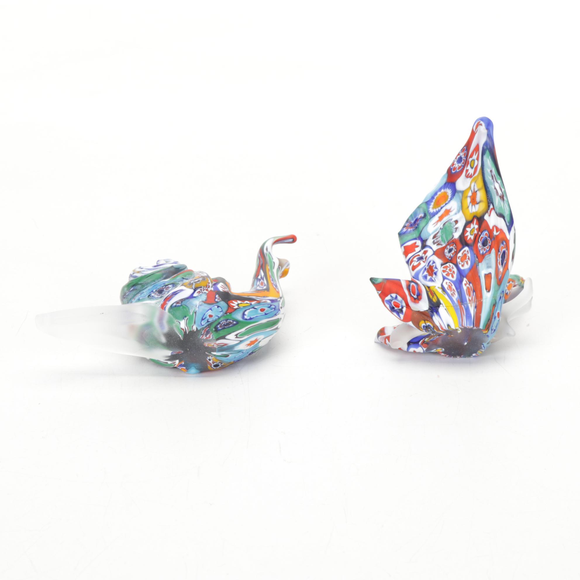 Italian Millefiori Studio Art Glass Animal Figurines