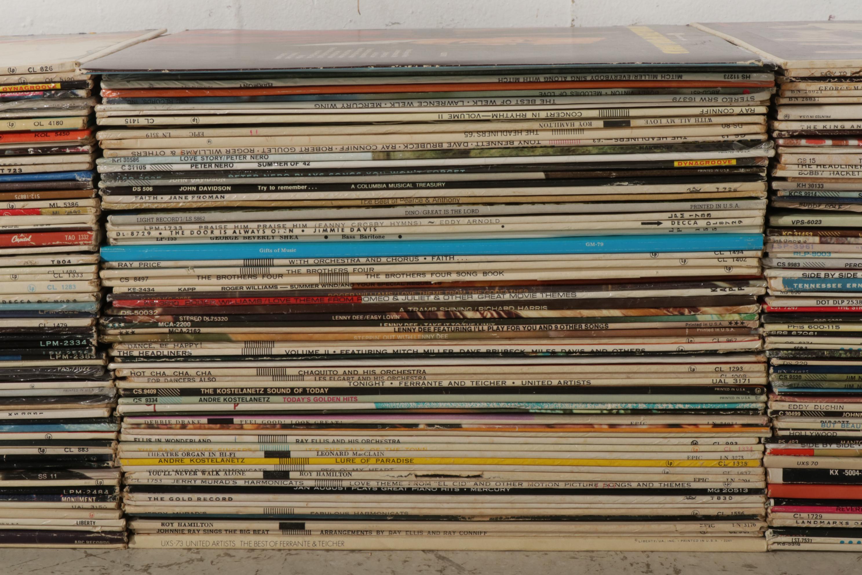 Sears Turntable With Speakers, Soundtrack and Vocal LP and Singles Vinyl Records