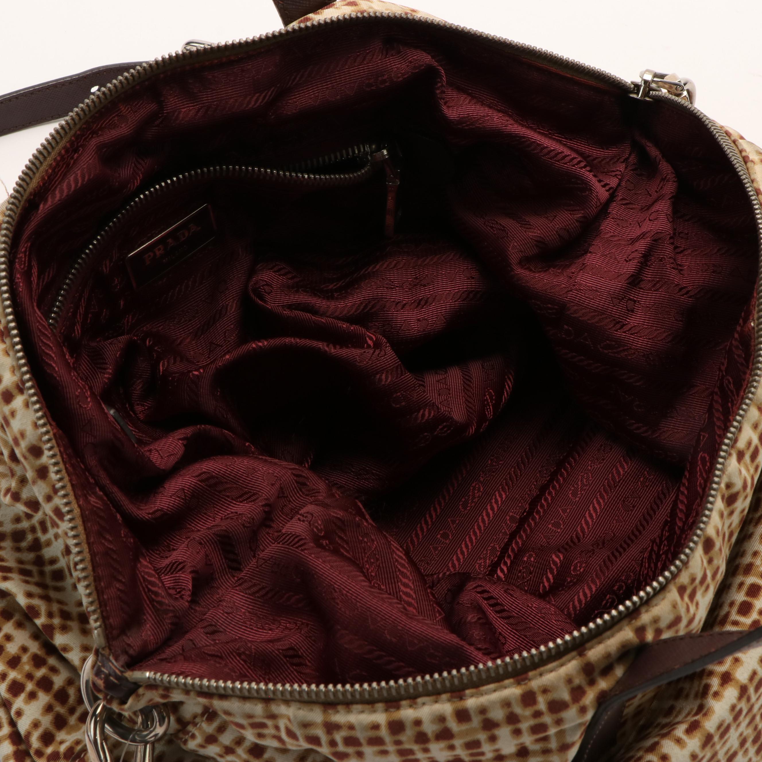 Prada Convertible Tote Printed Tessuto with Saffiano Large