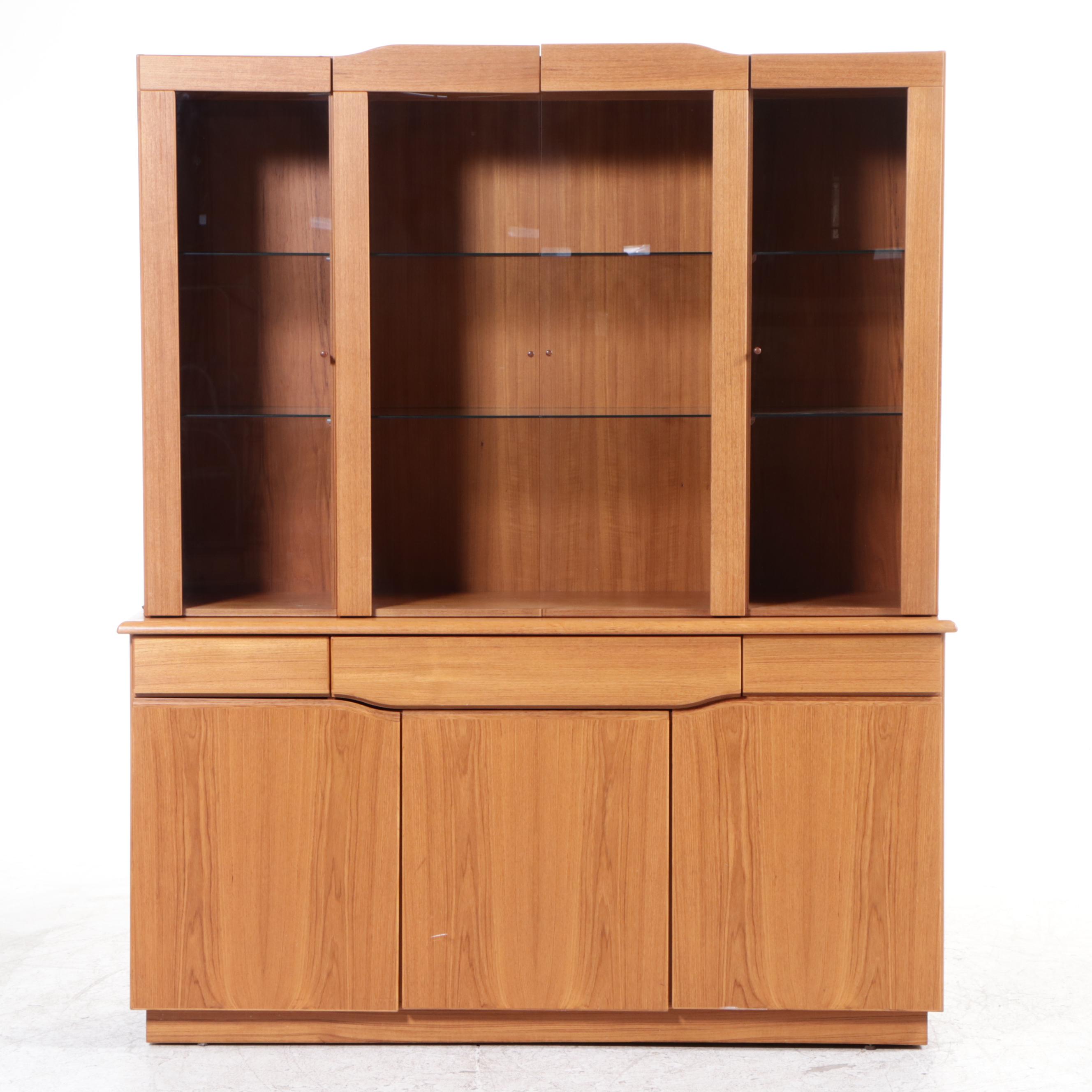 Skovby Danish Modern Teak Two-Piece China Cabinet