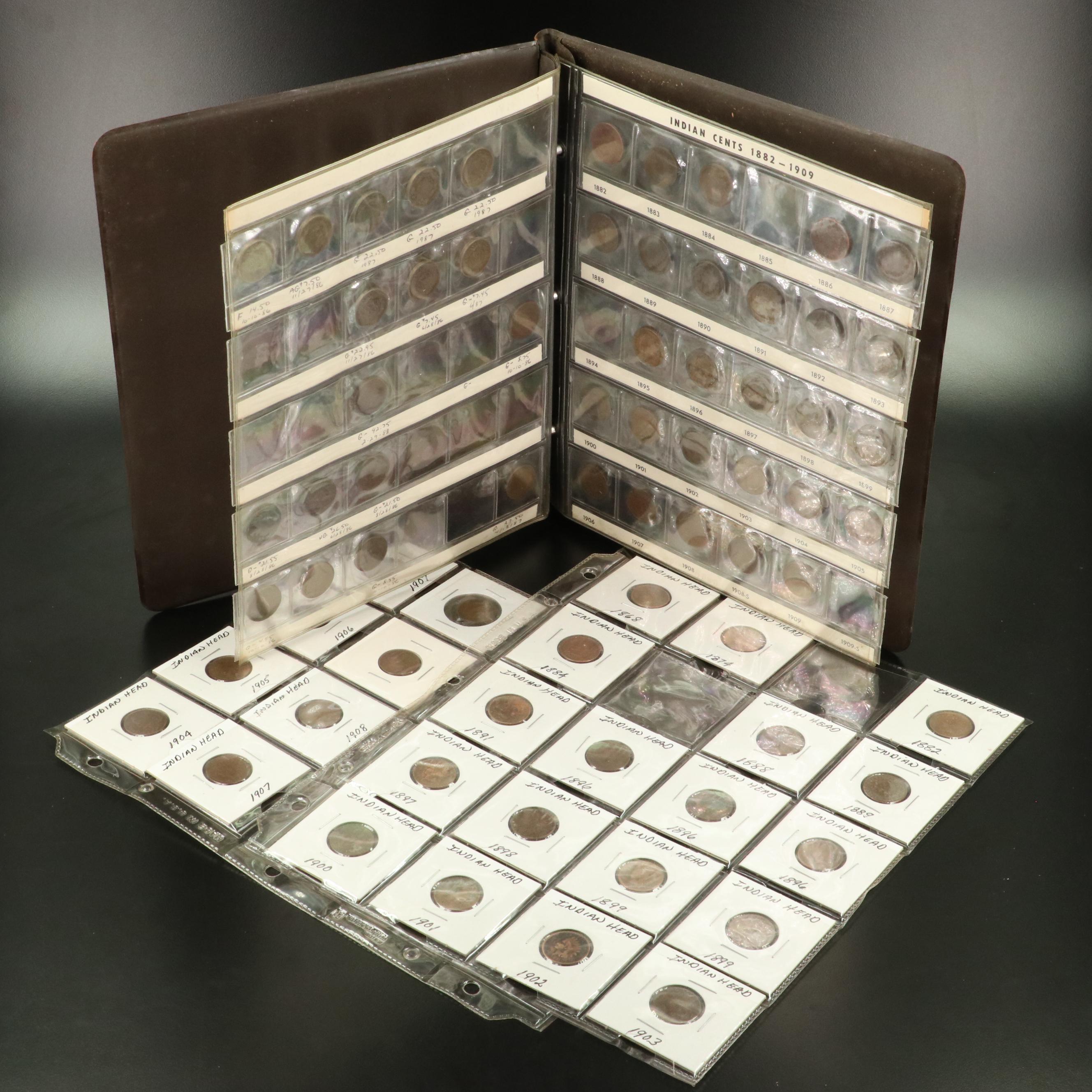 Partial Indian Cent Collection, Including 70 Coins and a 1908-S