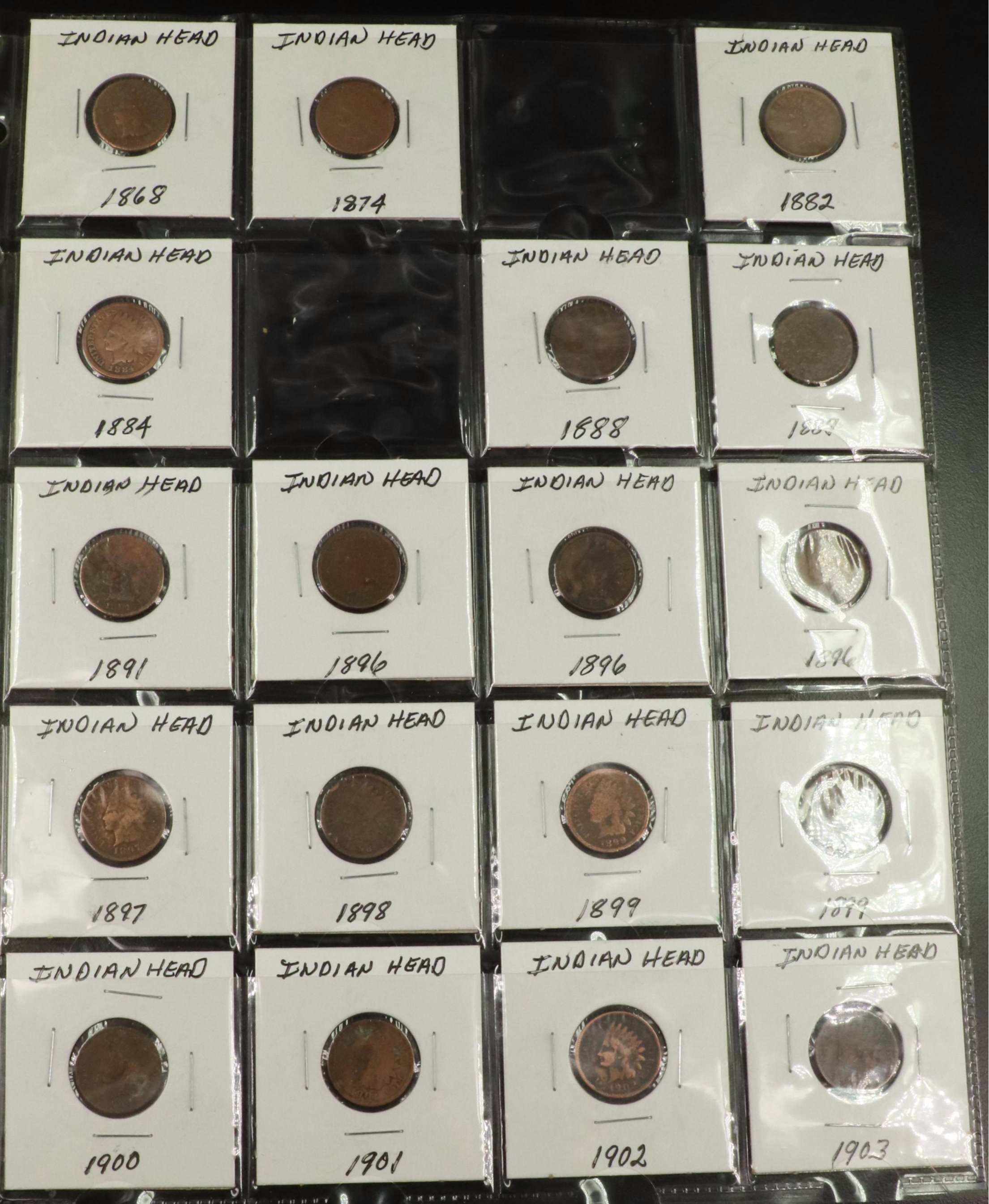 Partial Indian Cent Collection, Including 70 Coins and a 1908-S