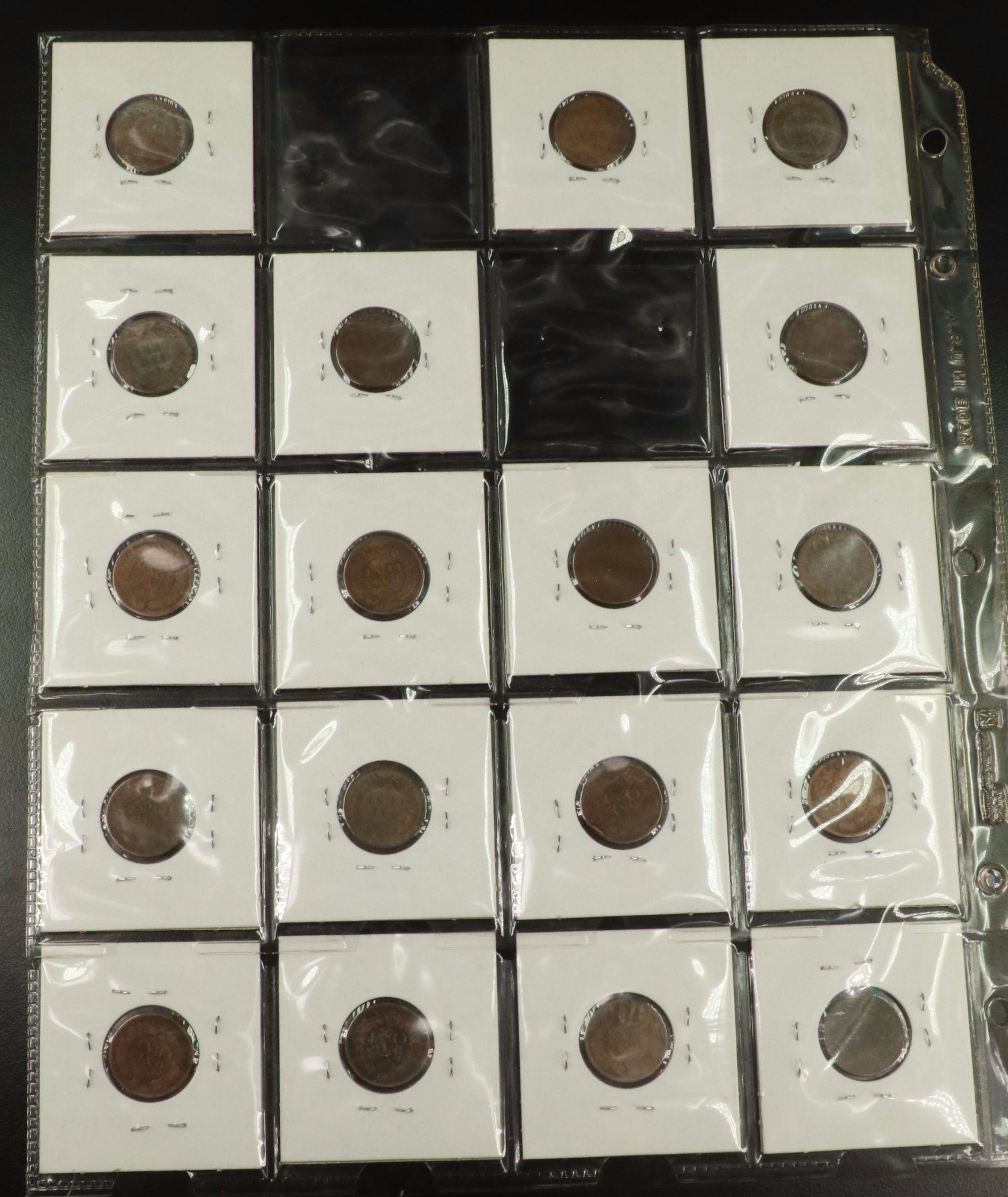 Partial Indian Cent Collection, Including 70 Coins and a 1908-S