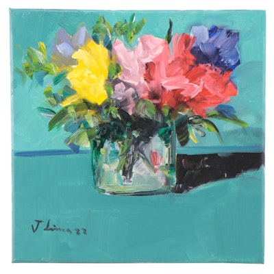José M. Lima Floral Still Life Oil Painting, 2022