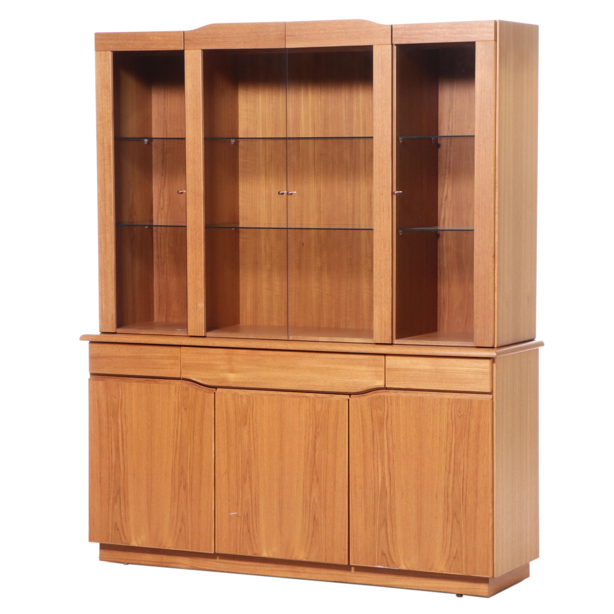 Skovby Danish Modern Teak Two-Piece China Cabinet