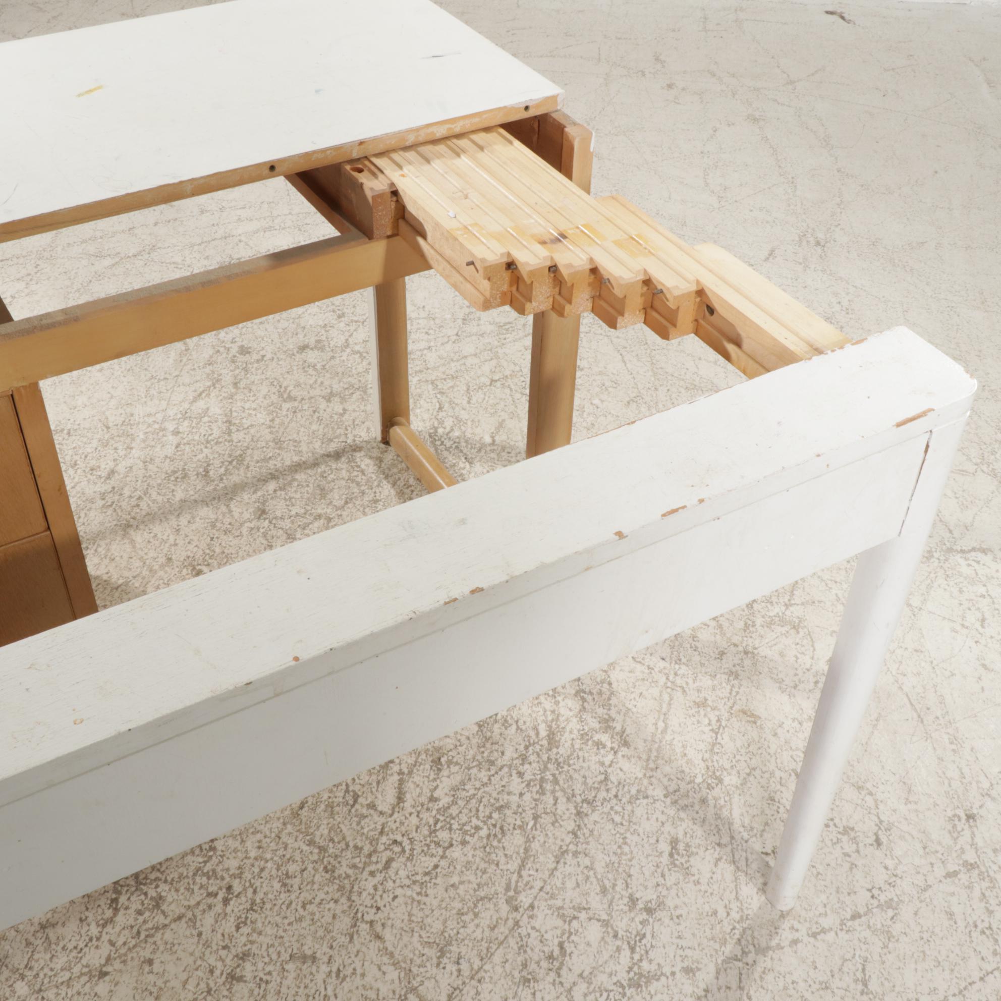 Saginaw Furniture Shops Painted and Natural Finish Articulating Desk / Table