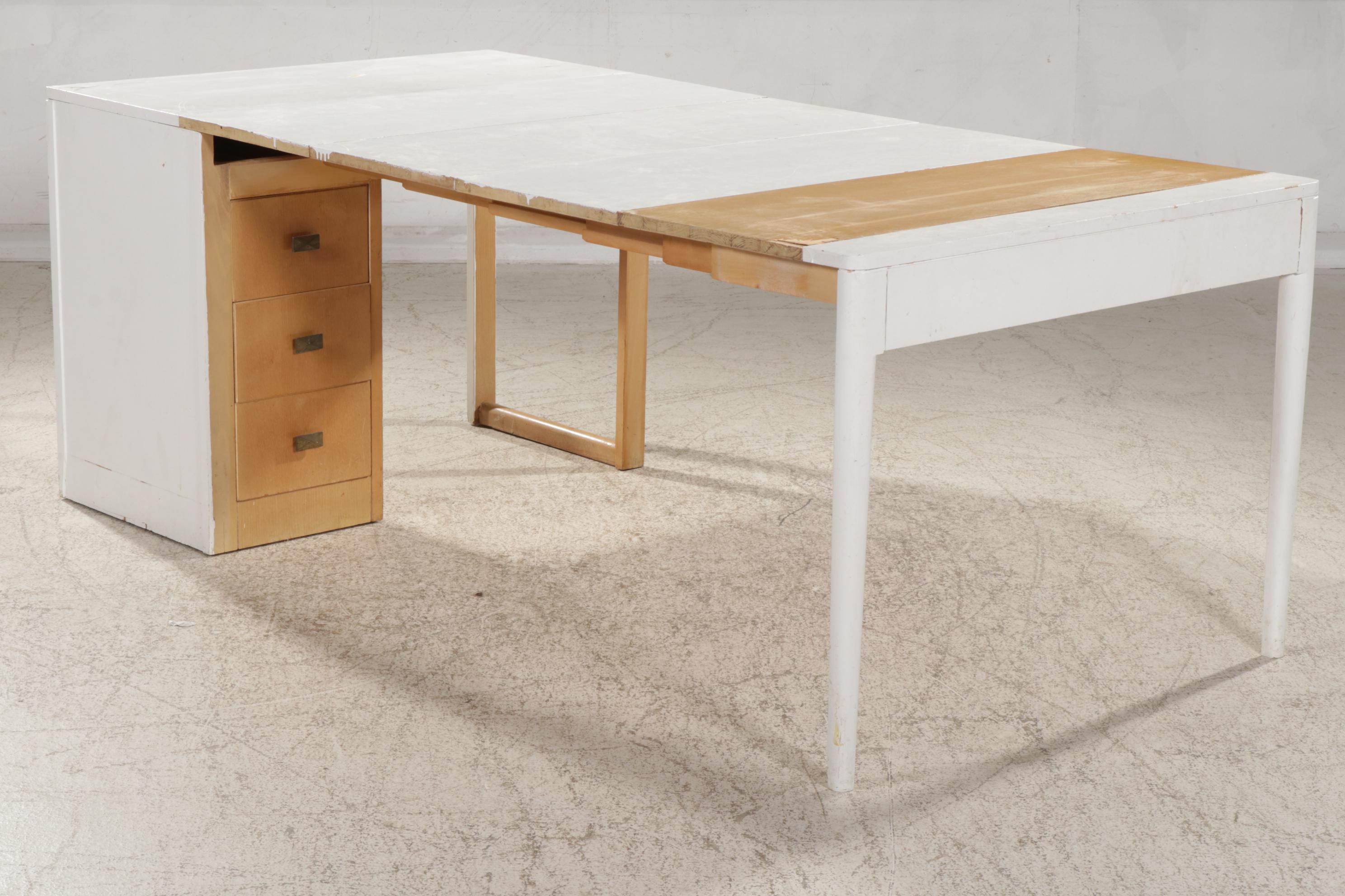 Saginaw Furniture Shops Painted and Natural Finish Articulating Desk / Table