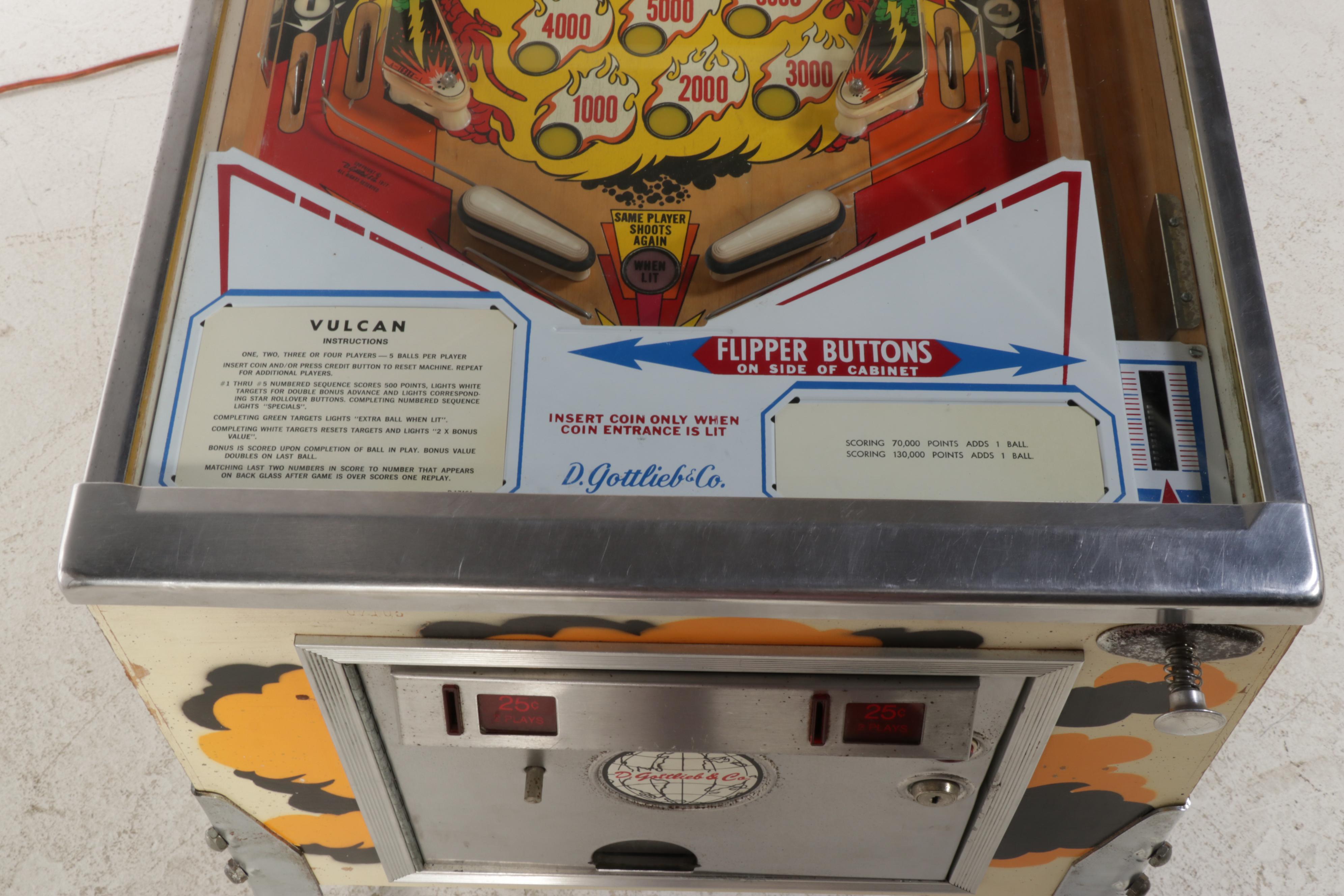 D. Gottlieb & Co. "Vulcan" Pinball Machine