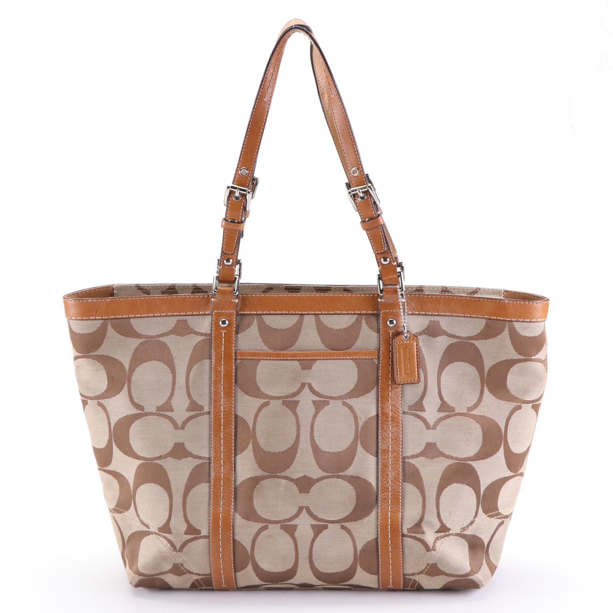 Coach Tote Bag Trio in Signature Canvas, Coated Canvas, and Tan Leather