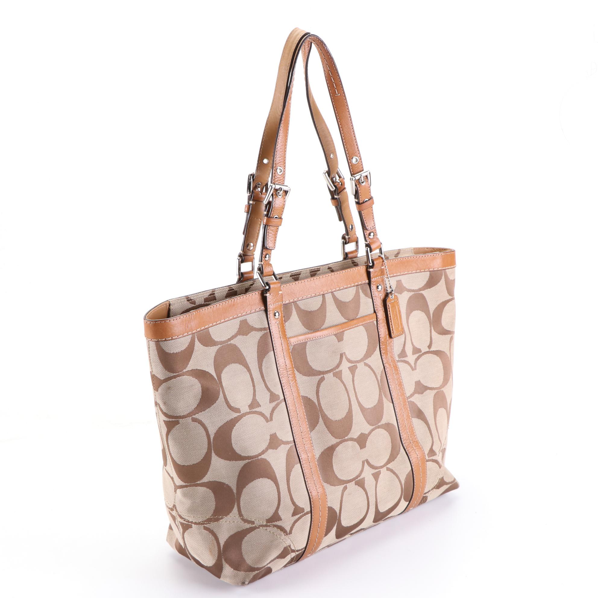 Coach Tote Bag Trio in Signature Canvas, Coated Canvas, and Tan Leather
