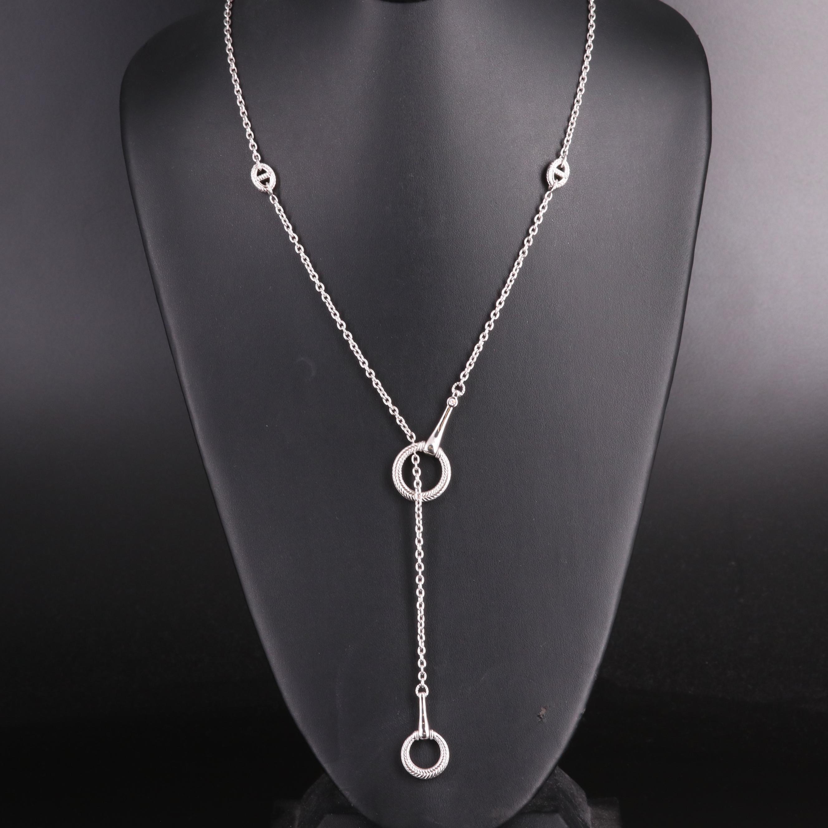 Judith Ripka Sterling Diamond Snaffel Bit Lariat Style Necklace