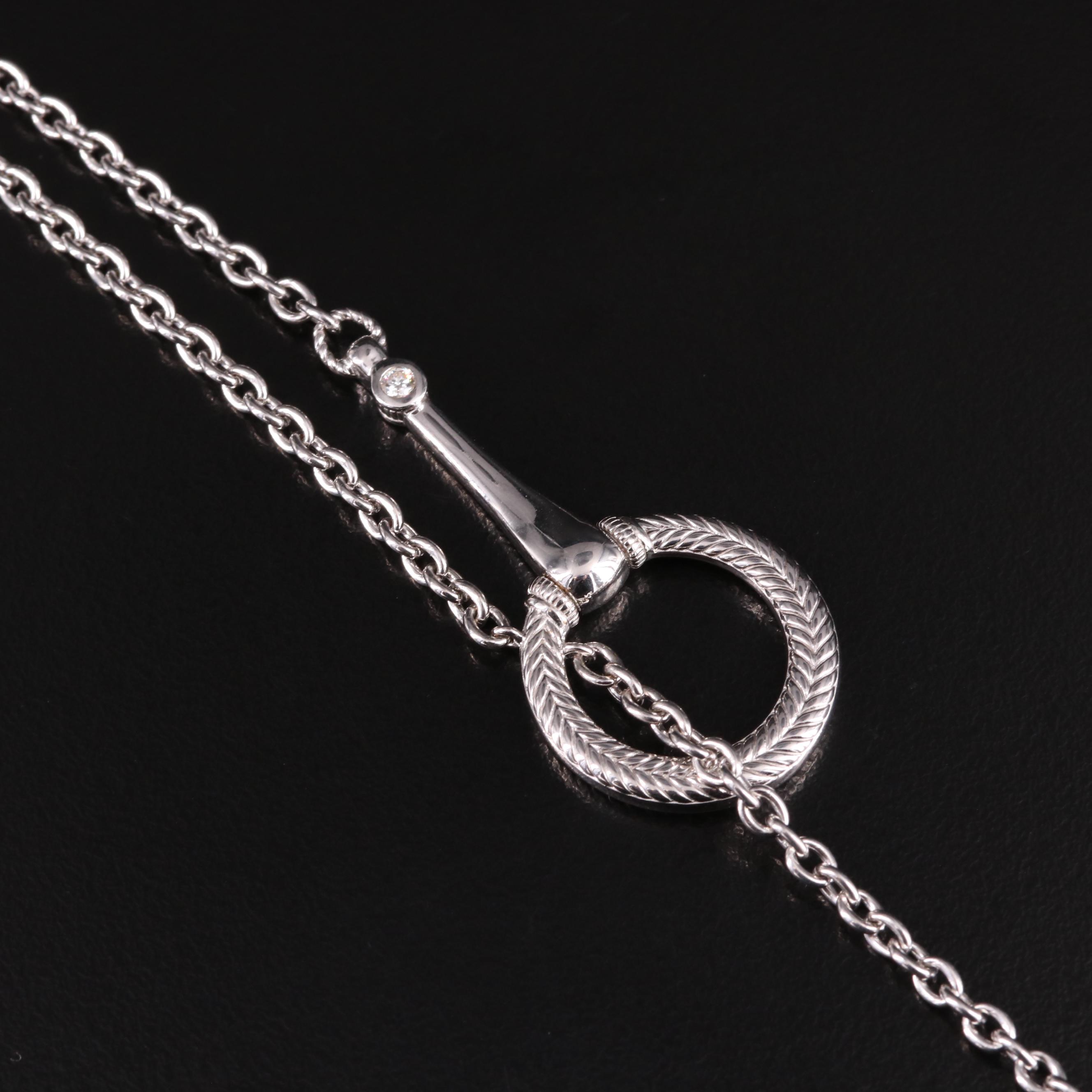 Judith Ripka Sterling Diamond Snaffel Bit Lariat Style Necklace