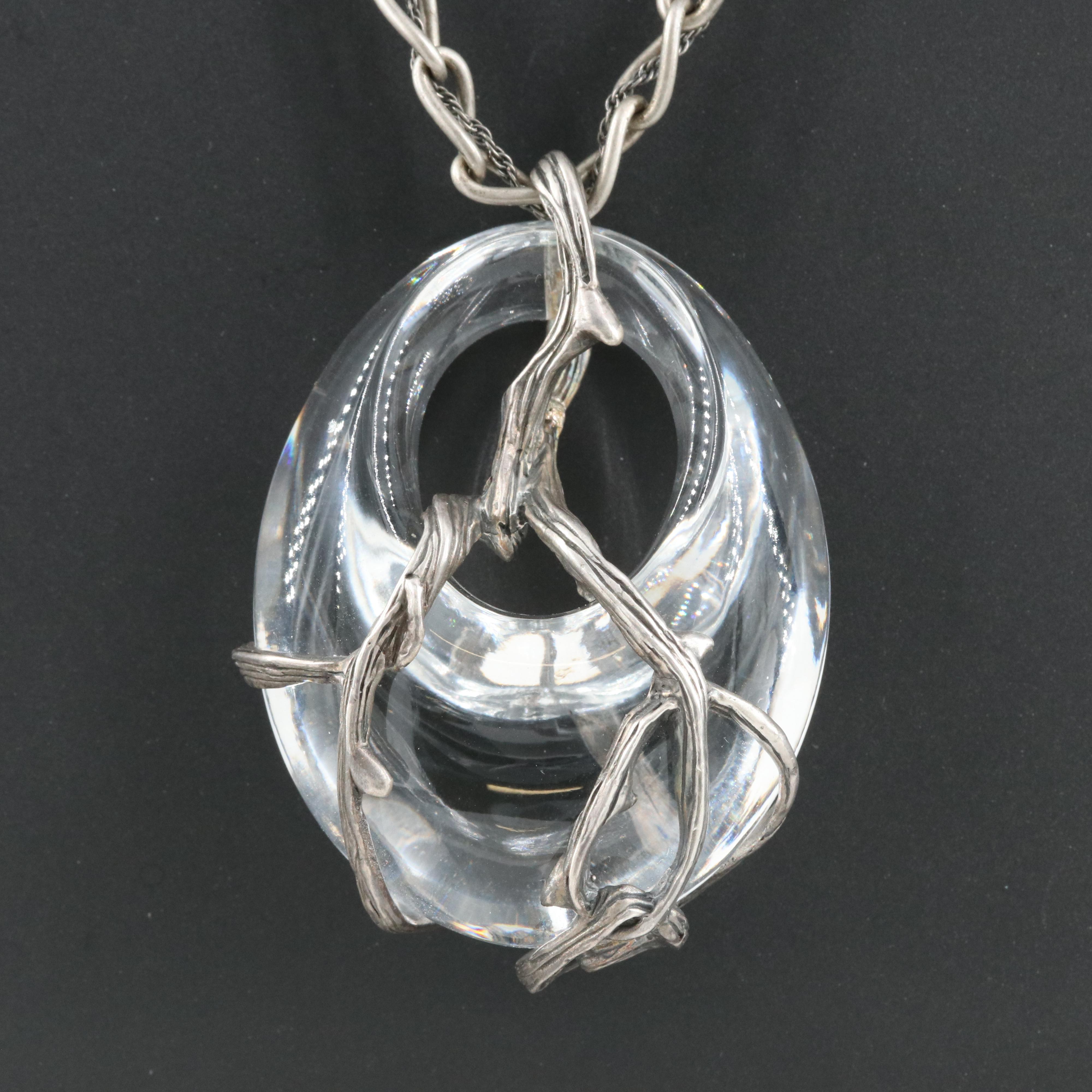 Lalique Sterling Crystal Necklace
