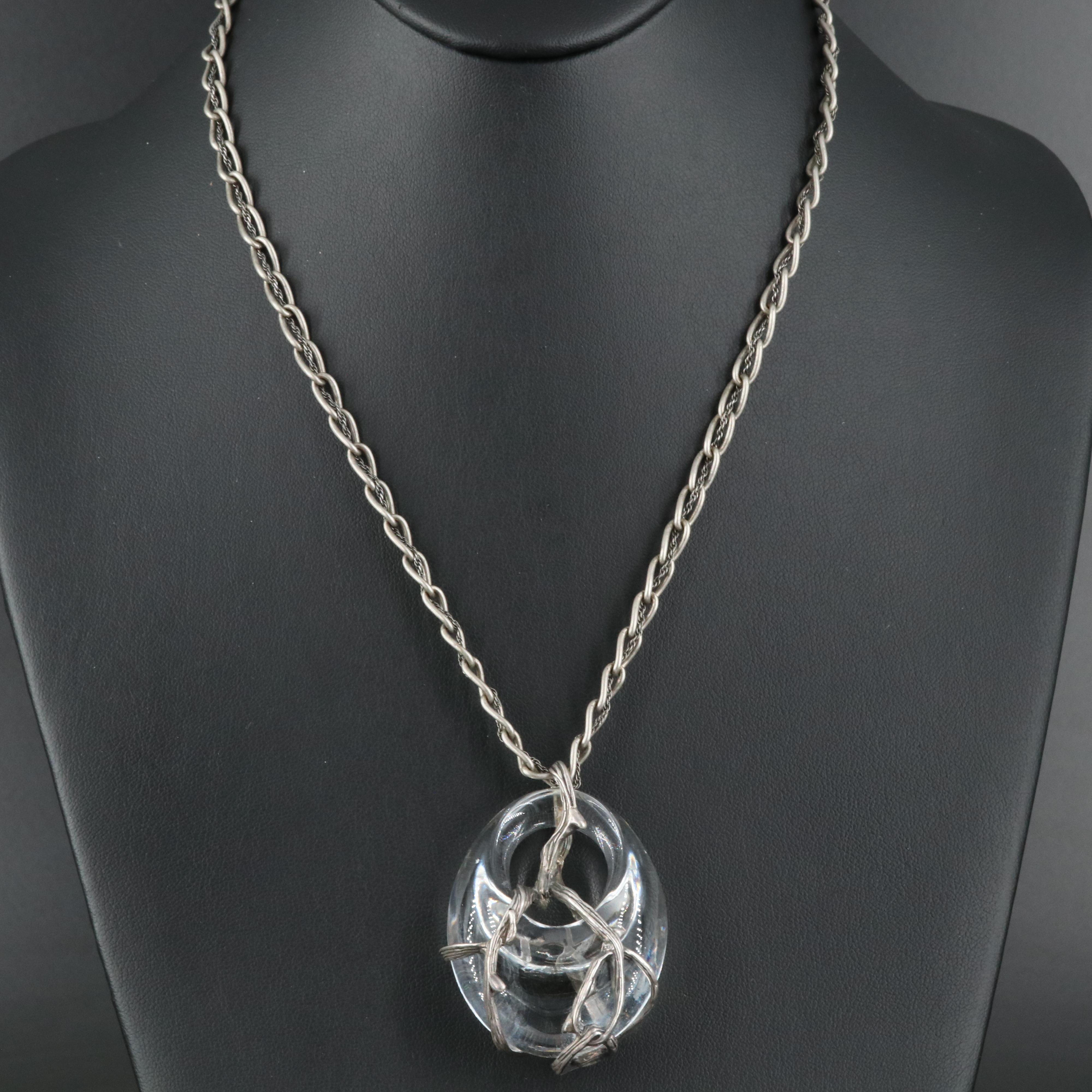 Lalique Sterling Crystal Necklace