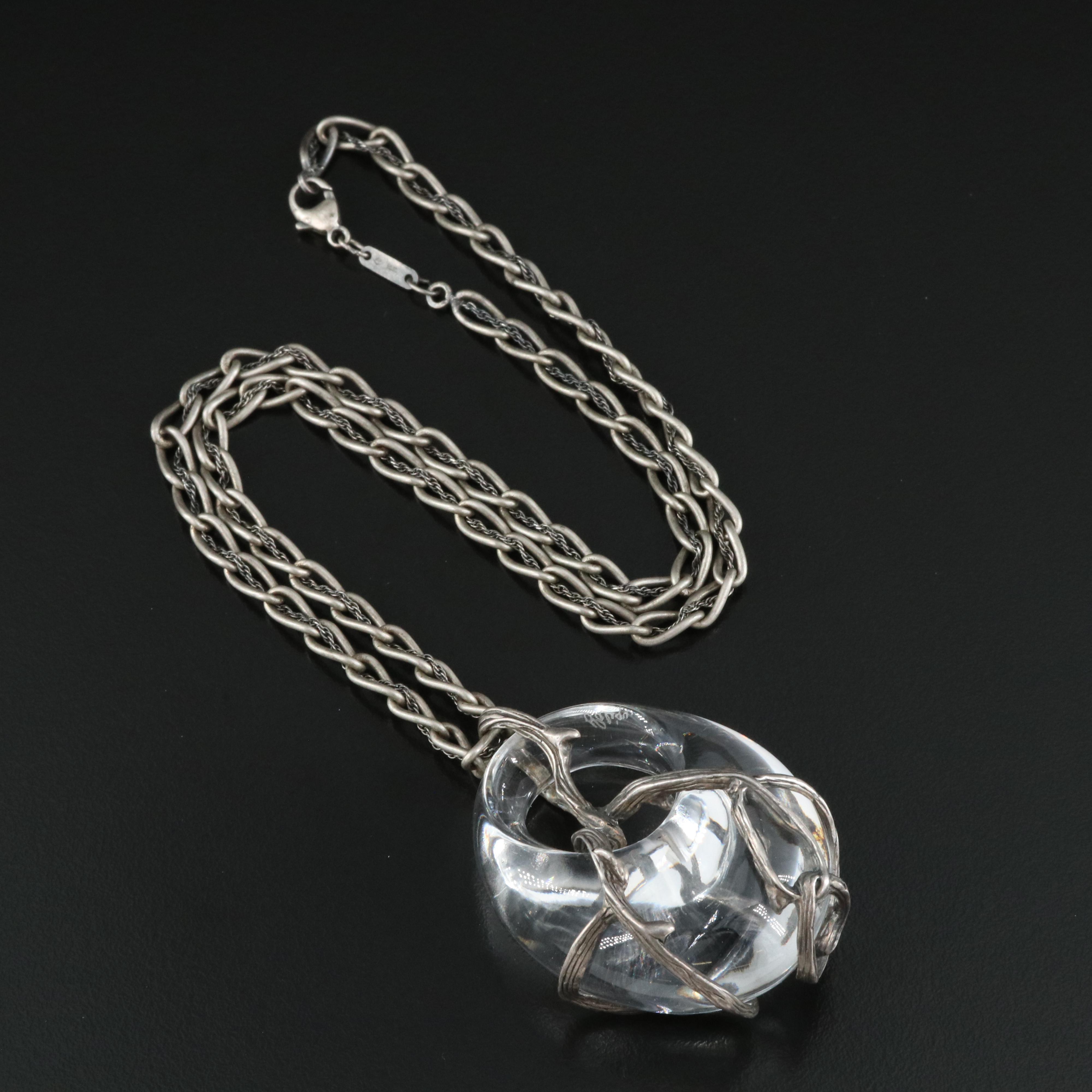 Lalique Sterling Crystal Necklace