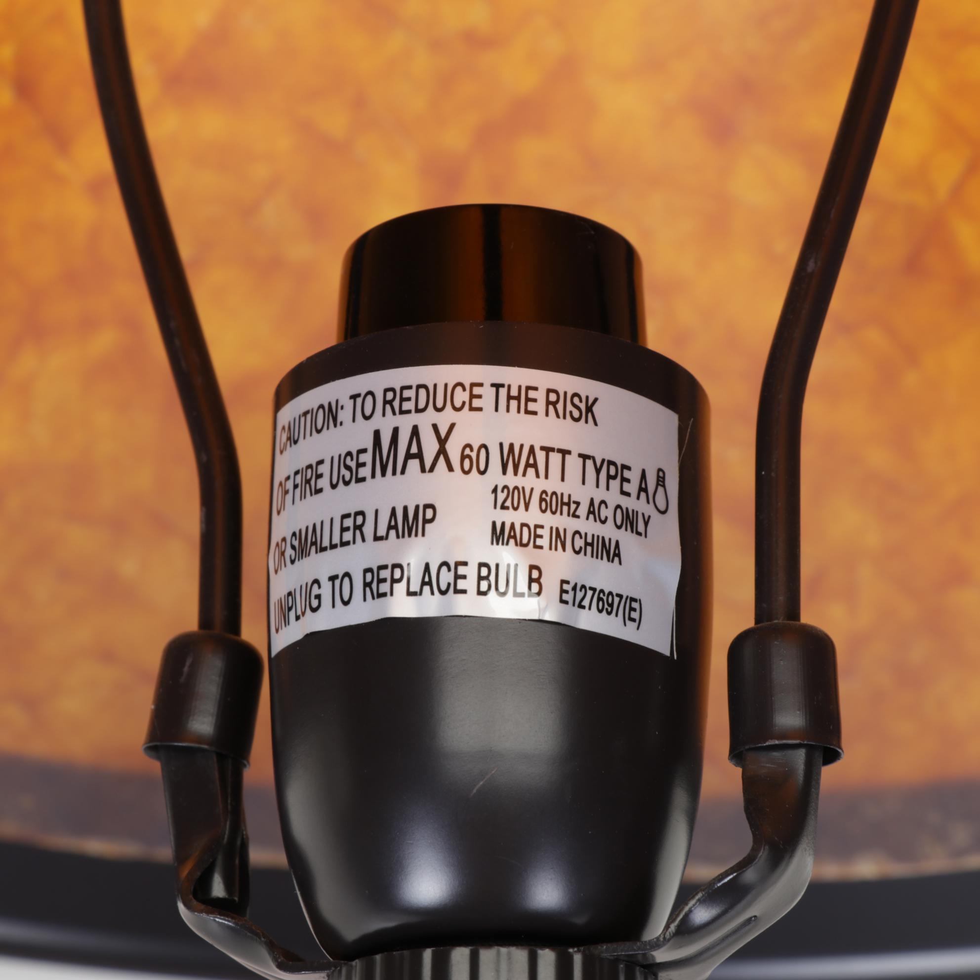 Ribbed Metal Table Lamp with Mica Shade and Pair of Brass Candle Sconces