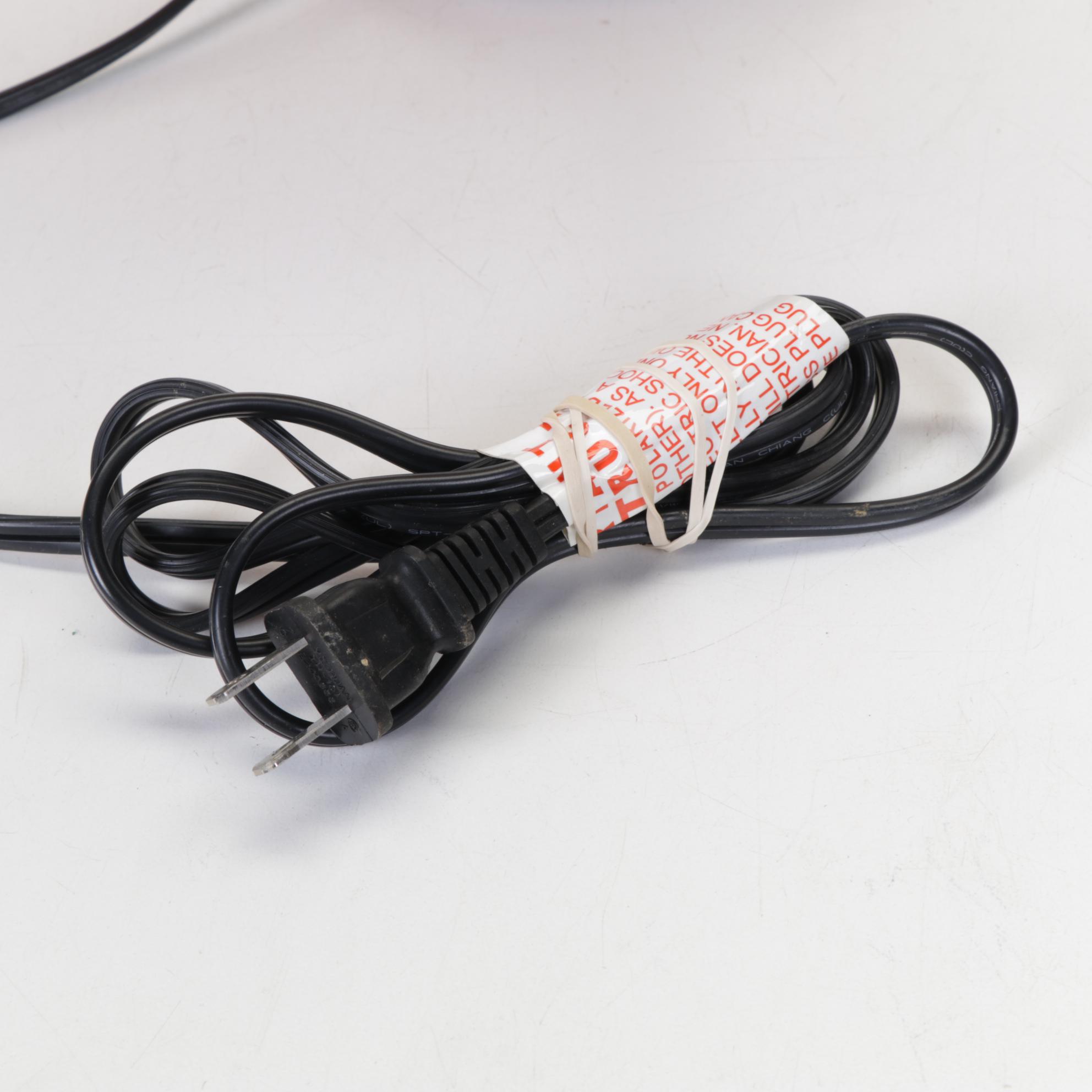 Ribbed Metal Table Lamp with Mica Shade and Pair of Brass Candle Sconces