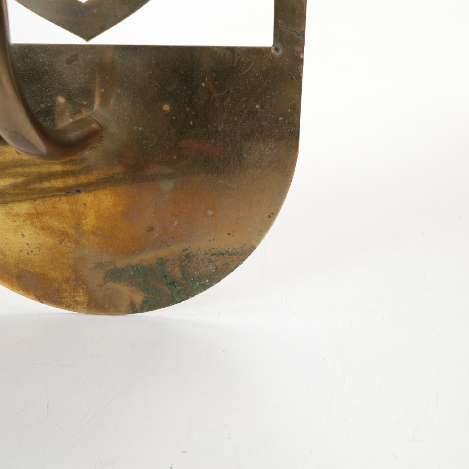 Ribbed Metal Table Lamp with Mica Shade and Pair of Brass Candle Sconces