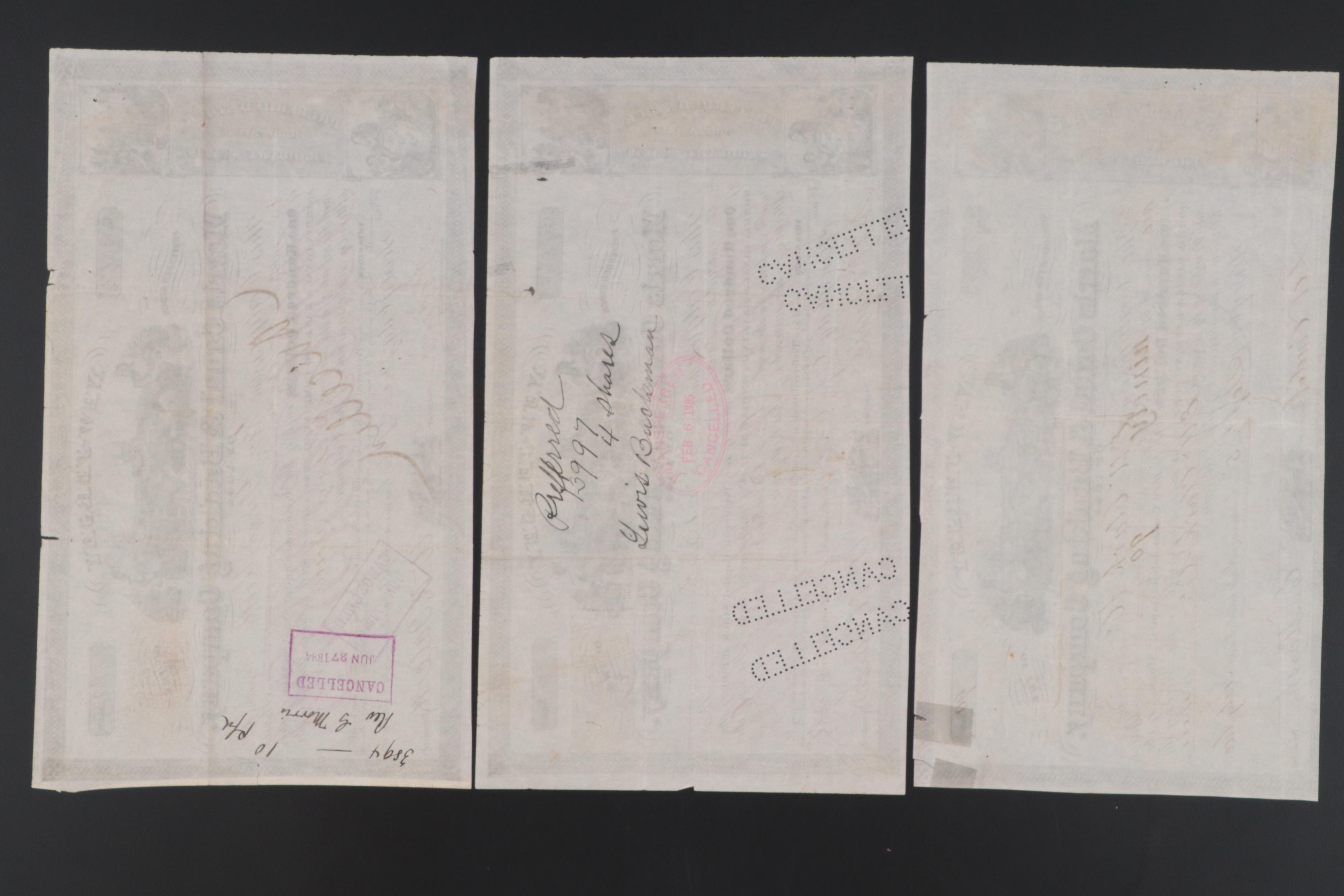 1841 Morris Canal & Banking Co. Obsolete Notes with Stocks and Trust Certificate