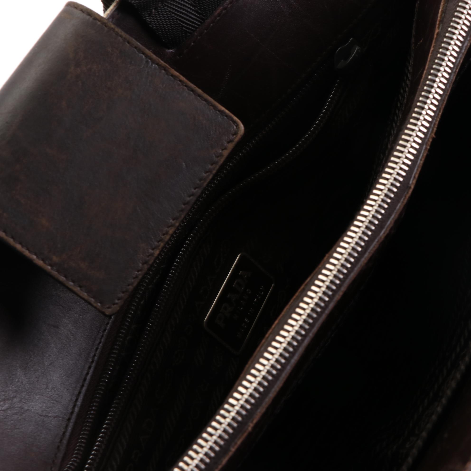 Prada Handbag in Woven Canvas and Leather