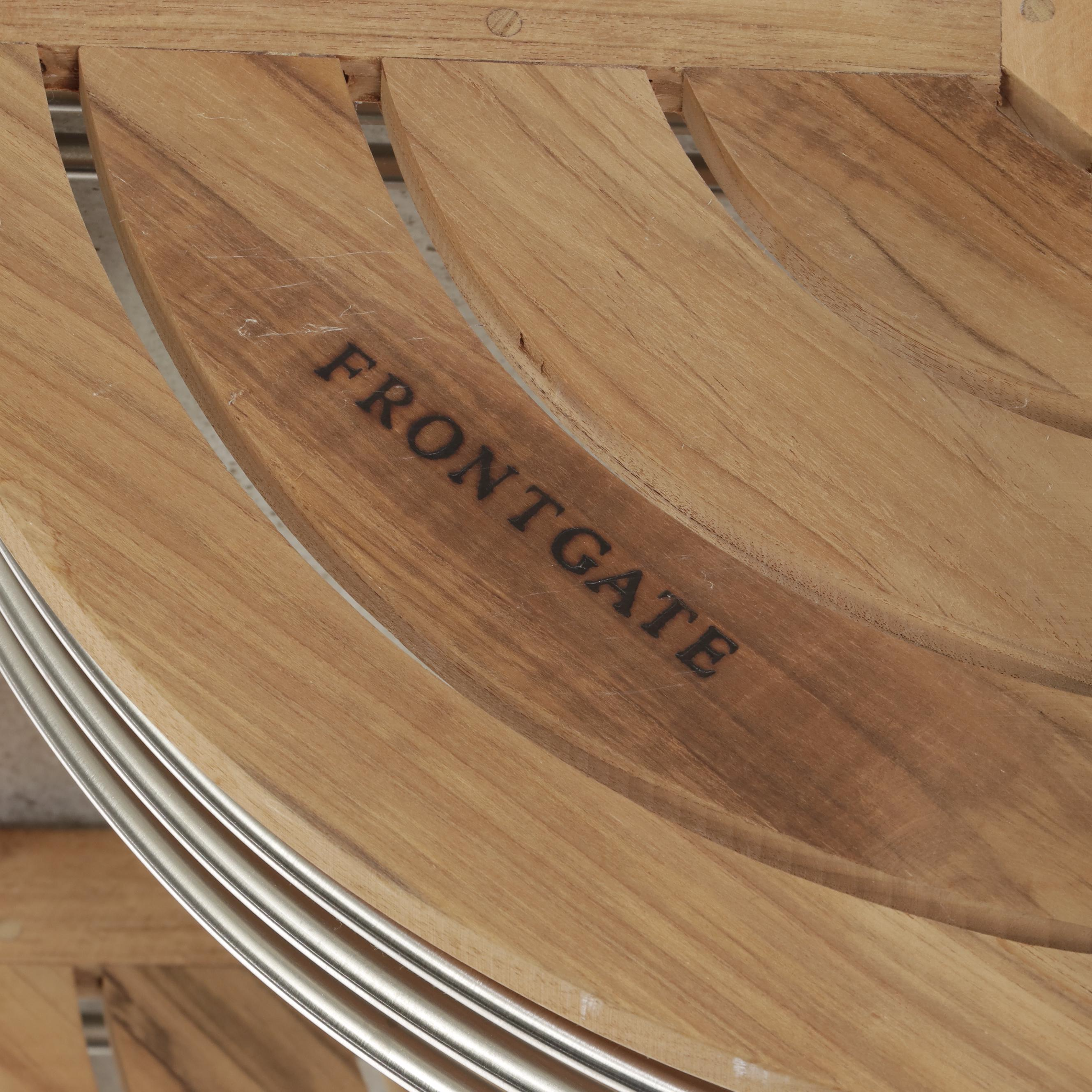 Frontgate Teak and Stainless Steel Three-Tier Corner Bathroom Shelf